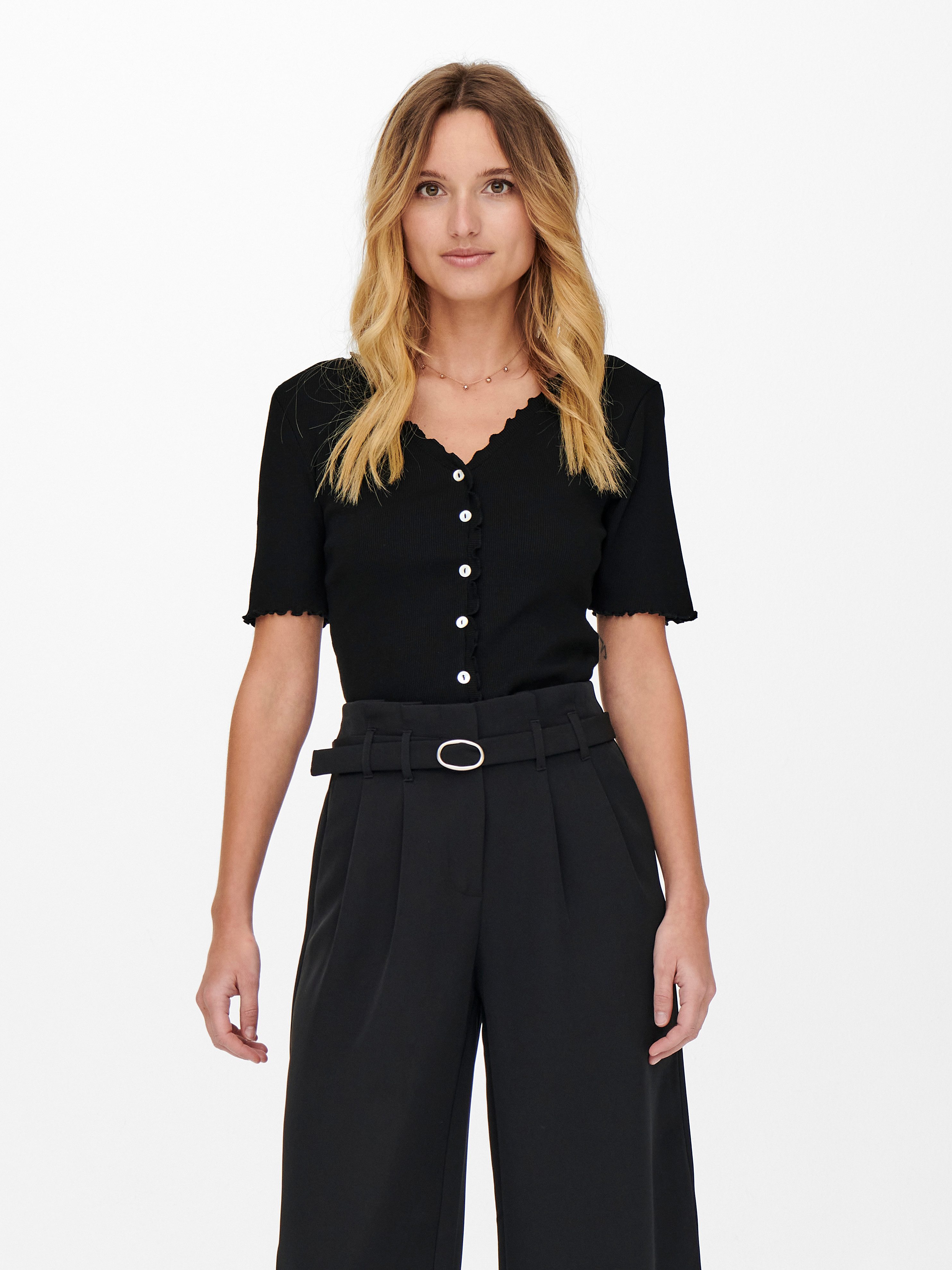 ONLY Kurzarmshirt ONLLAILA S/S BUTTON TOP günstig online kaufen