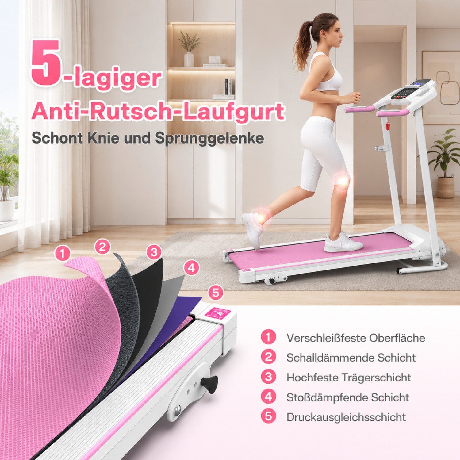 ANYSUN Laufband Klappbare Laufbänder für zu Hause, tragbares elektrisches Laufband (Laufband mit Steigungsverstellung, und Griffen 2,5 PS kleines Laufband für zu Hause), mit LED-Display.,elektrisches Laufband für Homeoffice und Wohnbereich