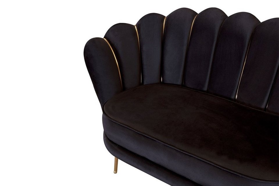 König der Möbel Loungesofa Clam Muschel 2-Sitzer Sitzbank Velours,  Polstersofa im trendigen Muscheldesign m. Gold Akzent, 2er Sitz Sofa in  weichem Samtvelours