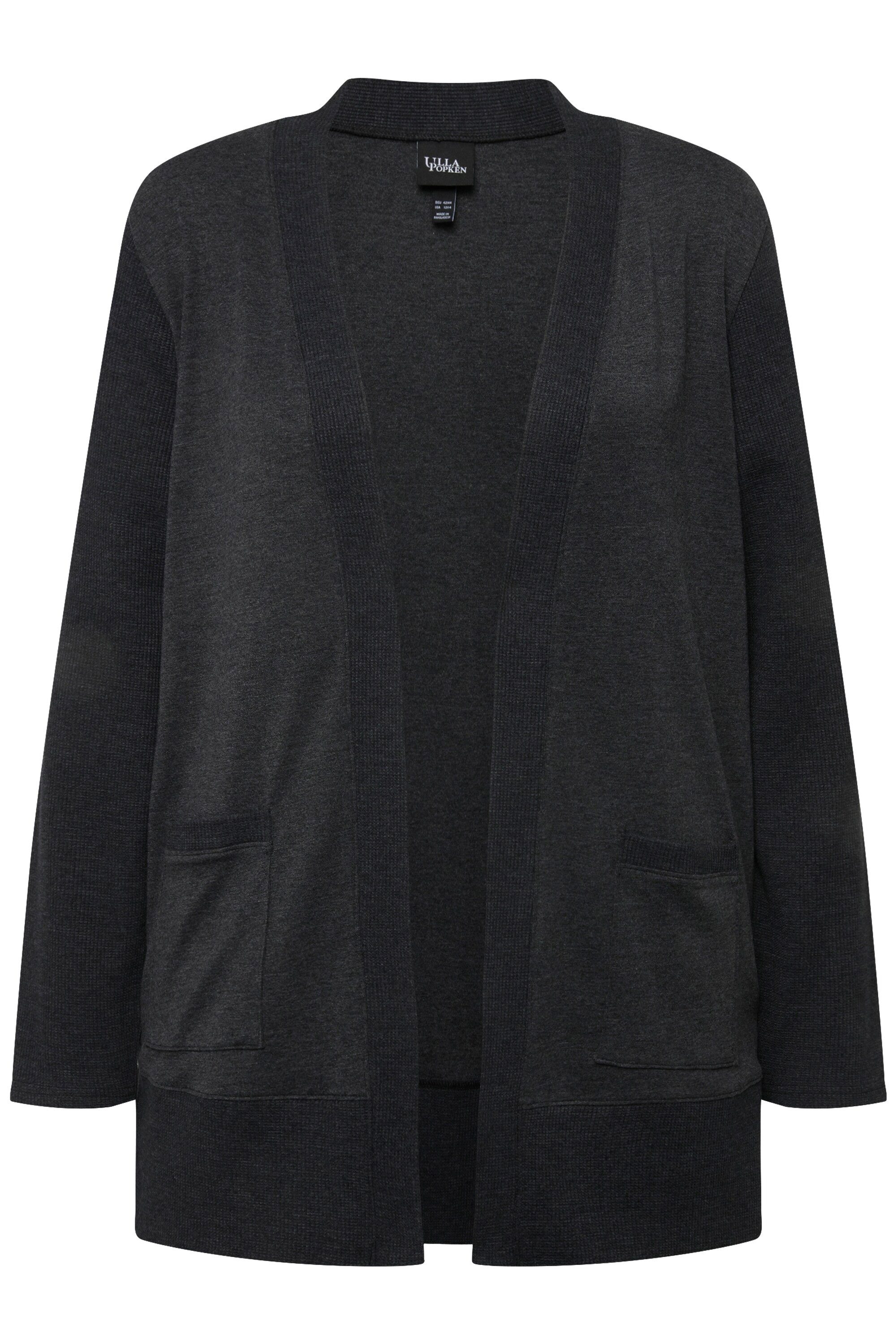 Ulla Popken Sweatjacke Sweatjacke Waffelstruktur offene Form Langarm günstig online kaufen