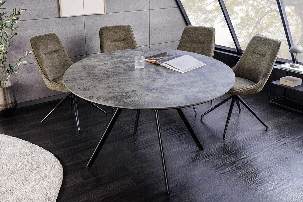 riess-ambiente Esstisch ATELIER 120cm grau / schwarz - Beton-Design, Metall, rund, 4 Personen (Einzelartikel, 1-St), moderner Tisch - ideal für Küche, Esszimmer, Wohnzimmer und Büro
