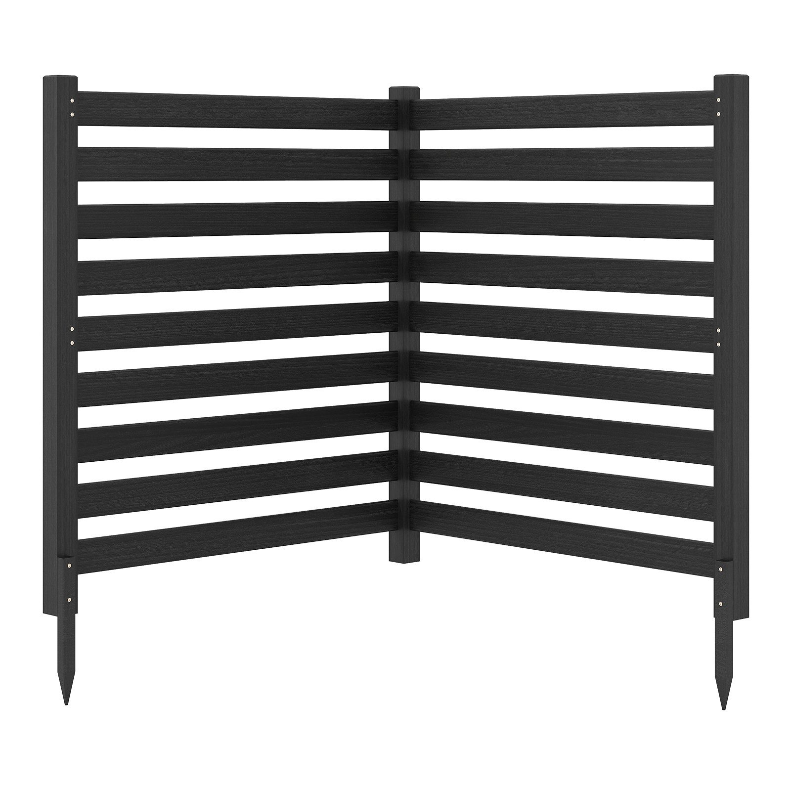 COSTWAY Gartenzaun, Zaun mit 3 Pfählen, Steckzaun Lamellenzaun