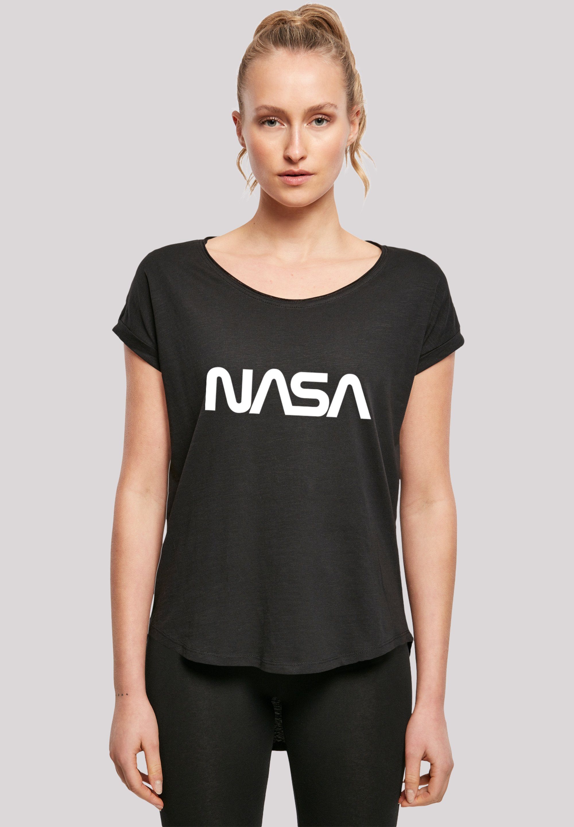 Black F4NT4STIC Print Modern Logo NASA T-Shirt