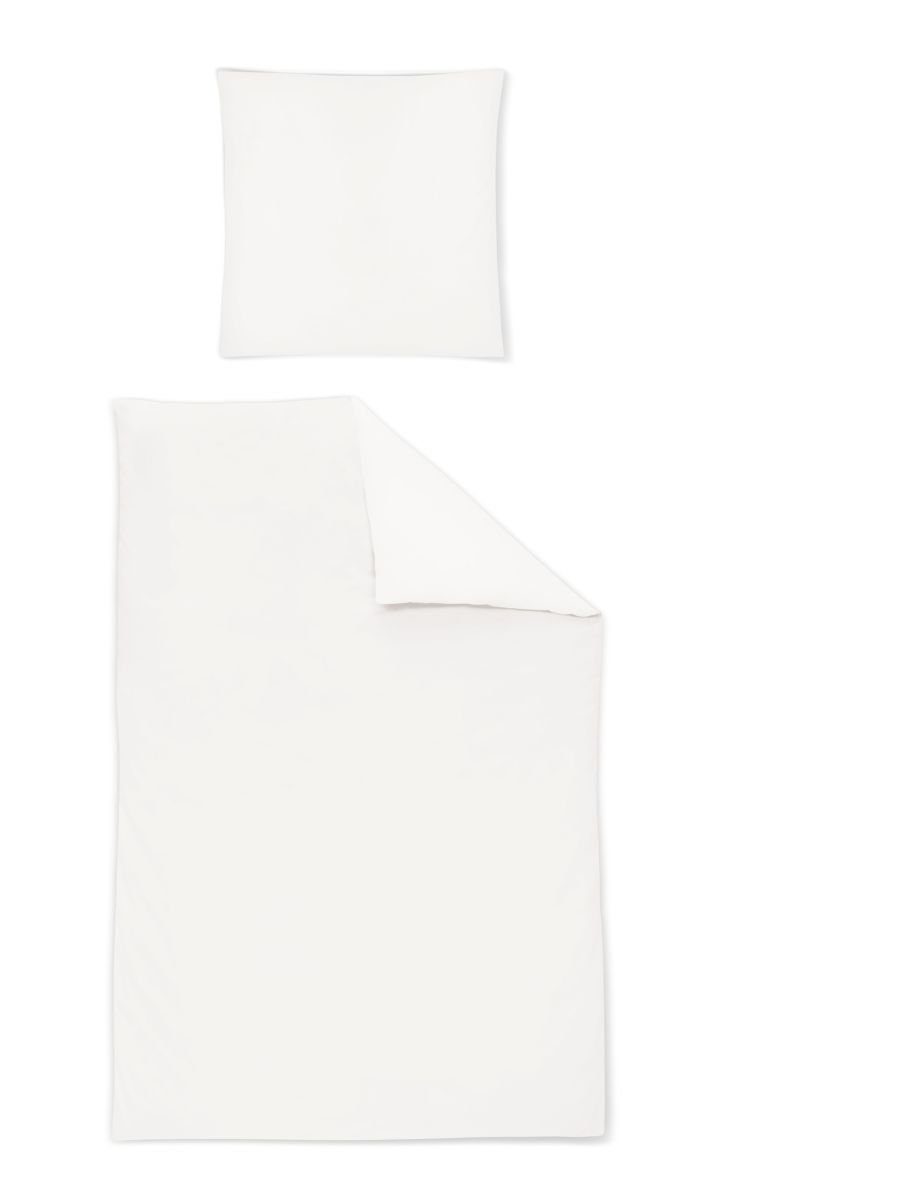Irisette Bettwäsche Mako-Satin uni Bettwäsche Set uni Paris 8000 155 x 200 cm weiss, Bettbezug Kopfkissenbezug Set kuschelig weich hochwertig