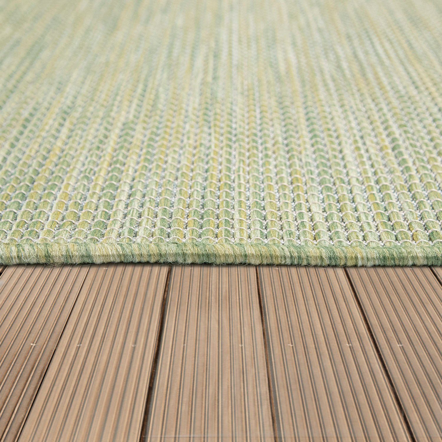 Teppich Sonset, 4 Höhe: Paco und grün In- rechteckig, Home, geeignet, mm, meliert, Outdoor Wohnzimmer Flachgewebe