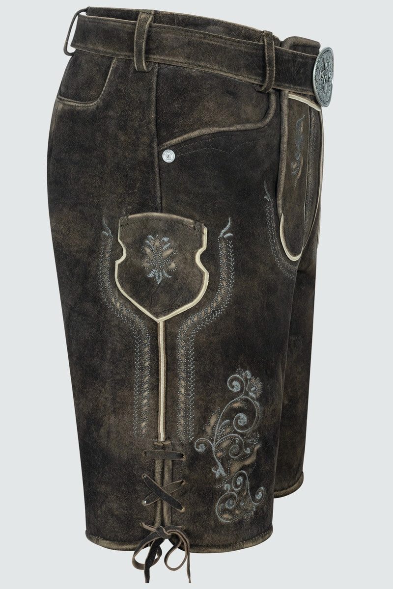 Krüger Trachtenlederhose Lederhose Gideon mit Gürtel - braun