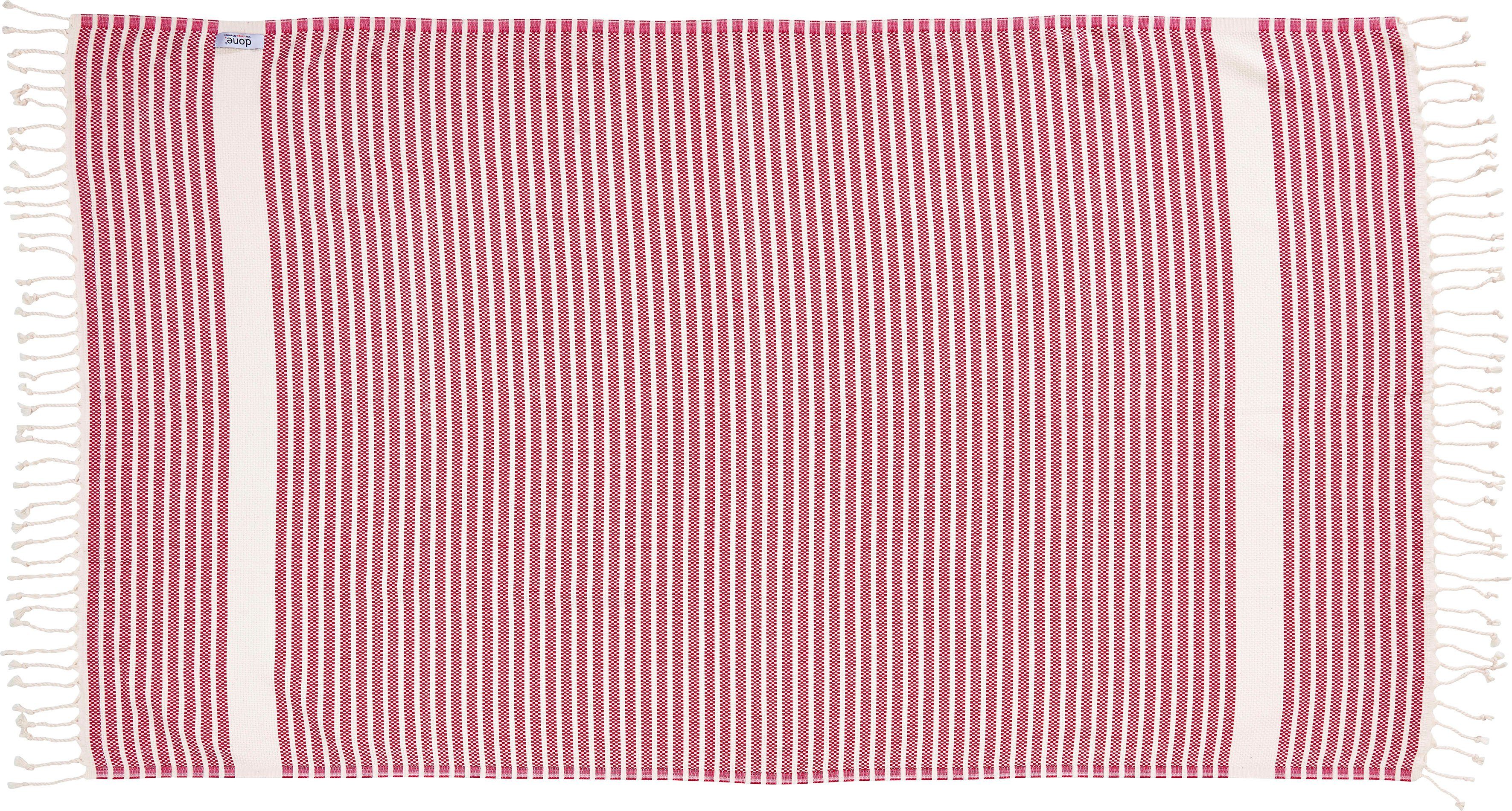 Plaid Lounge Stripes, done.®, Leichtes pink/beige mit geknoteten Plaid Fransen