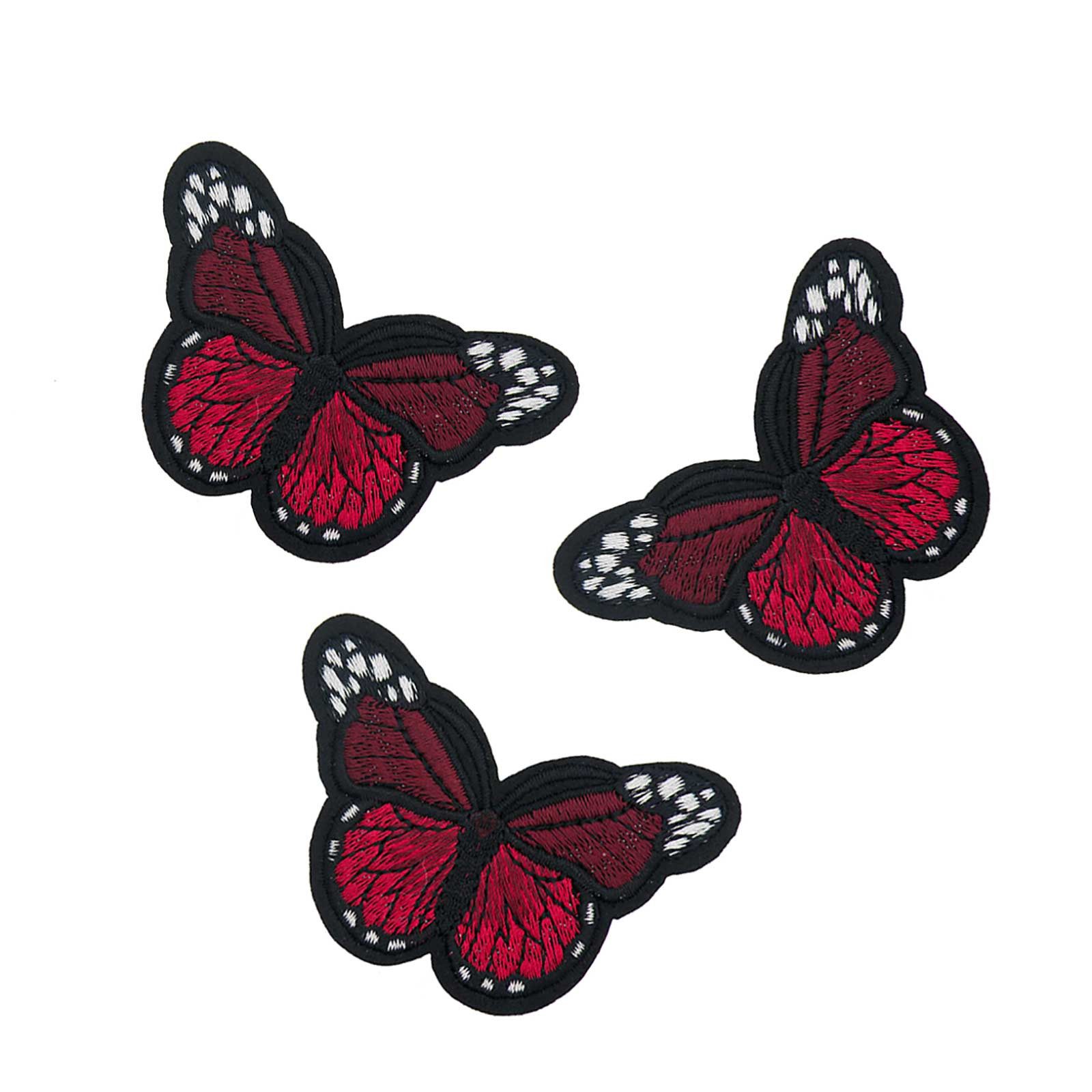 maDDma Aufnäher 3 Schmetterling Aufbügler, Applikation, 48x70mm, freie Farbwahl, dunkelrot