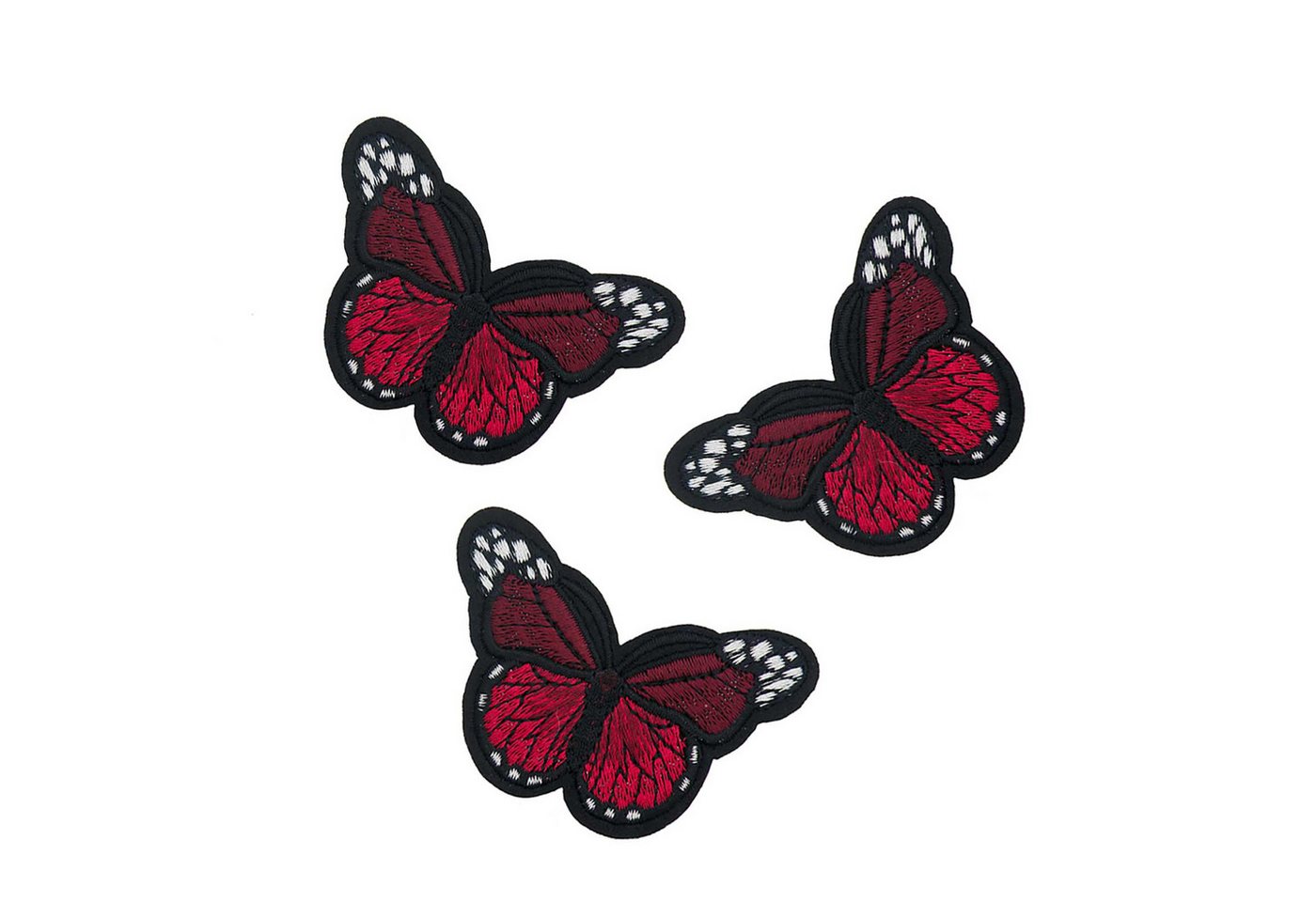 maDDma Aufnäher 3 Schmetterling Aufbügler, Applikation, 48x70mm, freie Farbwahl, dunkelrot
