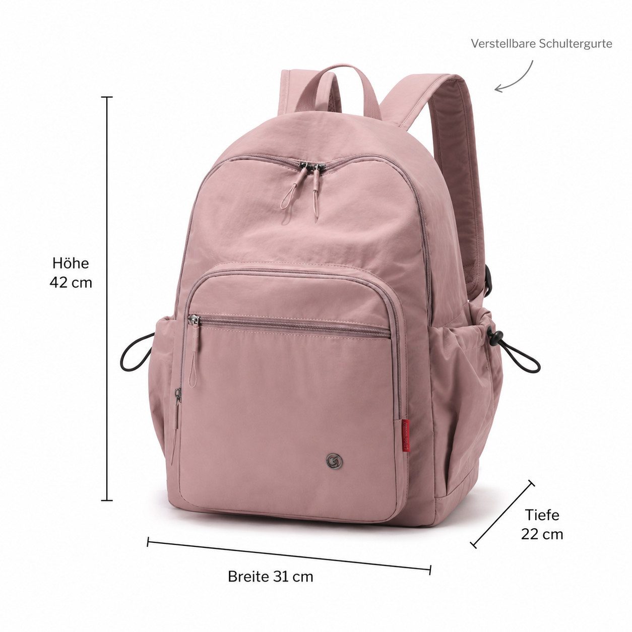 ibettertec Rucksack Rucksack Freizeitrucksack mit Reißverschlussfach (verstellbaren Schultergurten und mehreren Fächern, 42 x 31 x 22 cm), Tagesrucksack für Schule, Arbeit und Reisen