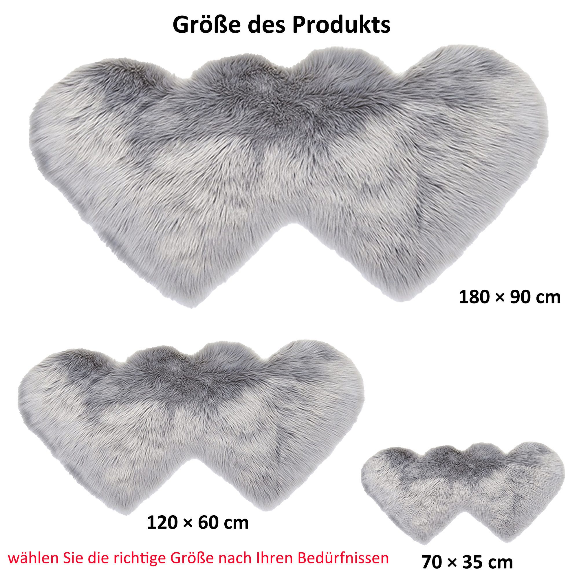 RWEUOQ Langflor-Teppich Herz Hochflor-Teppich Shaggy-Teppich Flauschiger günstig online kaufen