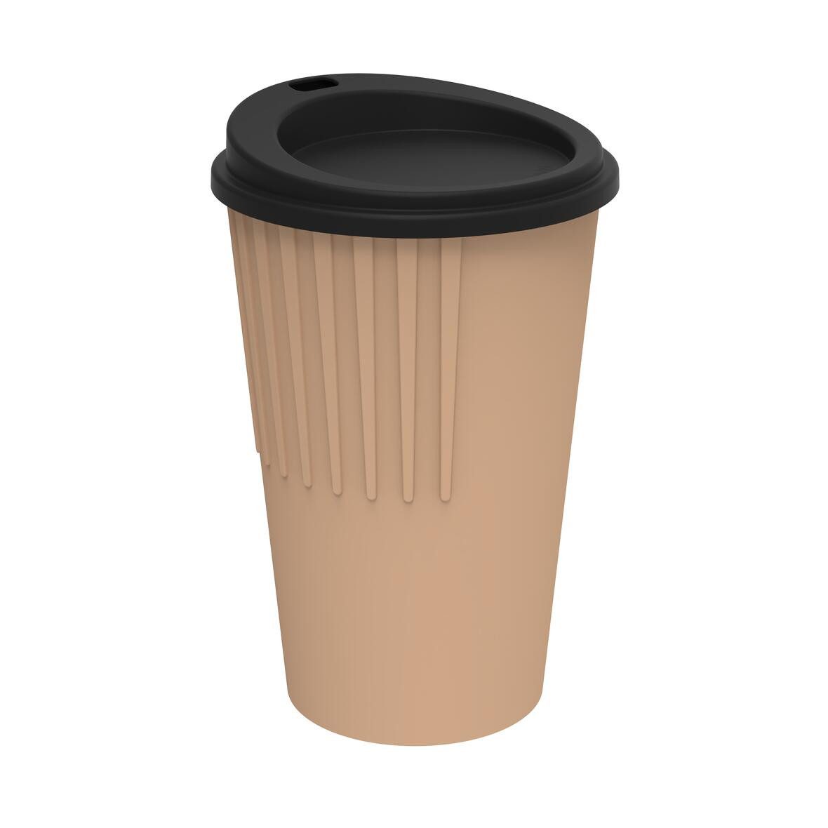 elasto Coffee-to-go-Becher Kaffeebecher 300 ml Trinkbecher mit Deckel und Riffel-Optik, Made in Germany, BPA-frei, 100% recyclebar, Heißgetränke, Teebecher