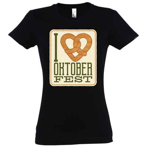 Youth Designz Print-Shirt I LOVE OKTOBERFEST Damen T-Shirt mit Fun-Look Brezel Aufdruck und Spruch