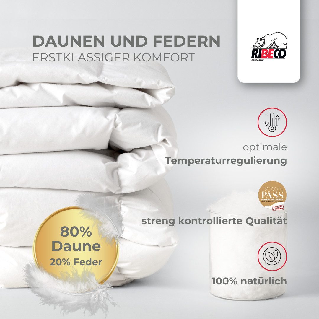 RIBECO Daunenbettdecke Johanna, Füllung: 80% Daunen, 20% Federn, Bezug: Bau günstig online kaufen