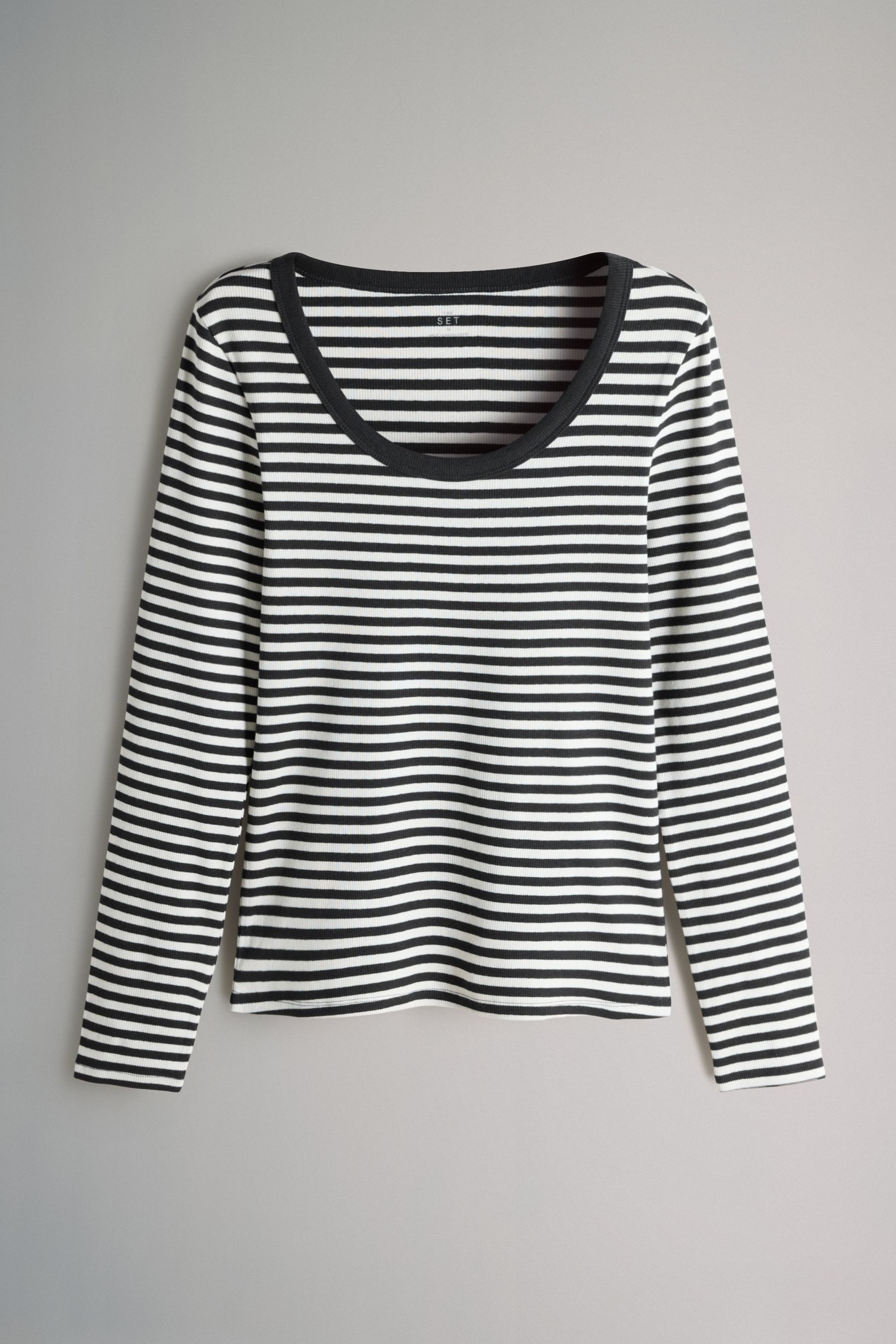 The Set Langarmshirt The Set gerippte Shirts mit U-Ausschnitt, 4er-Pack (4- günstig online kaufen