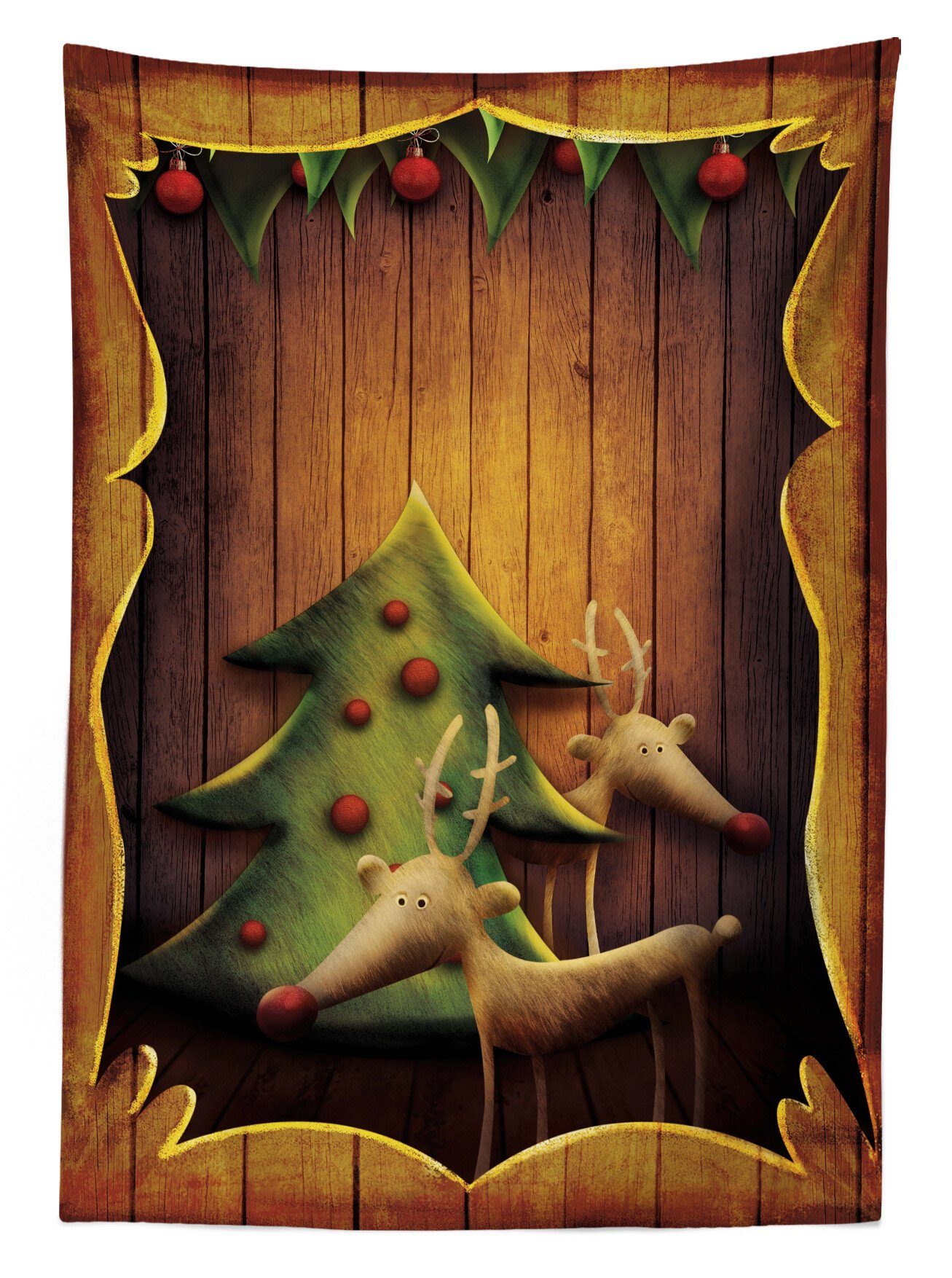 Baum geeignet Holzrahmen Farben, Abakuhaus Bereich Für Klare Tischdecke Außen Waschbar Farbfest Deers den Weihnachten