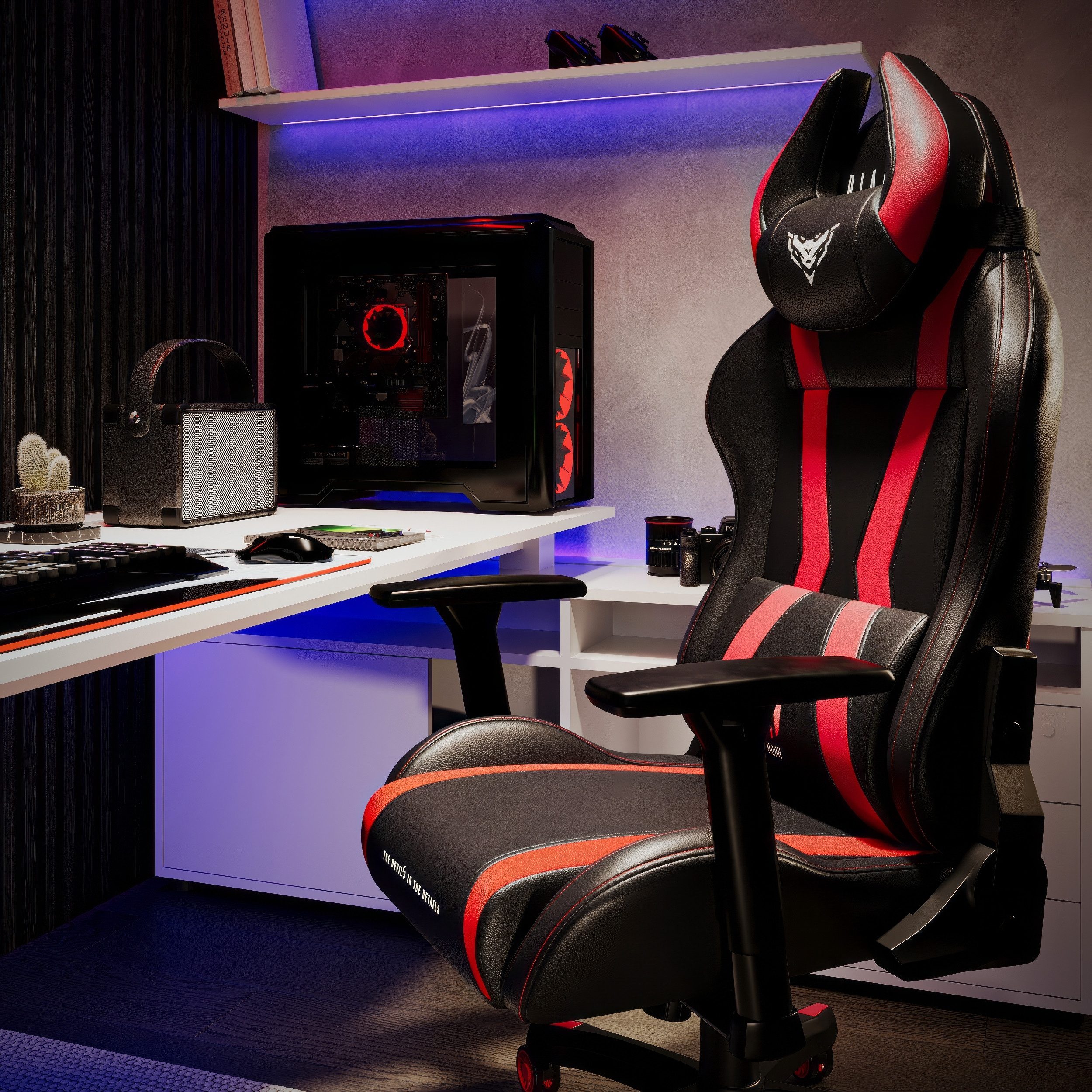 DIABLO CHAIRS Gaming-Stuhl X-Horn 2.0 HDS Kunstleder ergonomisch 3D-Armlehnen Kopfstütze (3D-Armlehnen, Memory-Schaum, HDS Kunstleder, Normal L King XL), Lenden – Bild 3 von 5