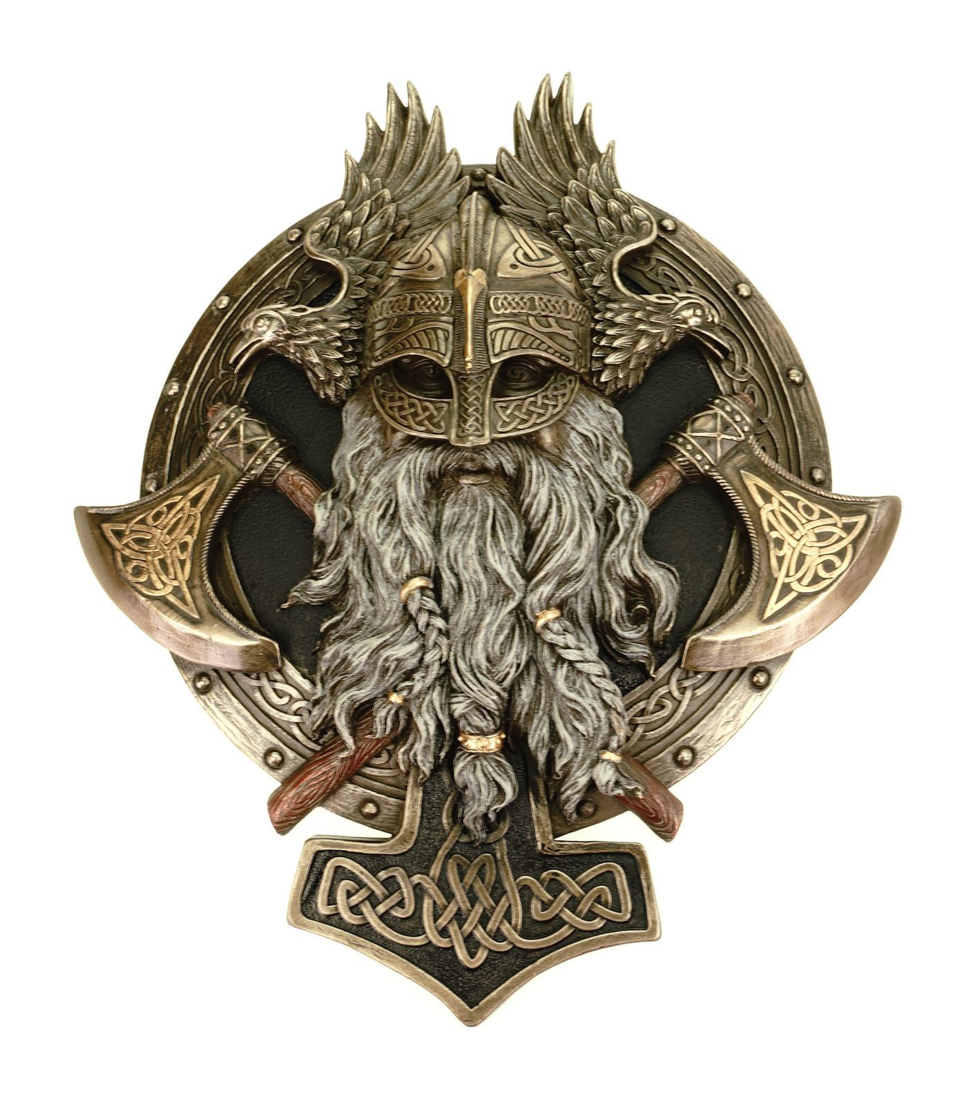 Vogler Dekofigur Veronese Nordisches Wikinger Wandschild mit 2 Äxten und Triskele 27cm