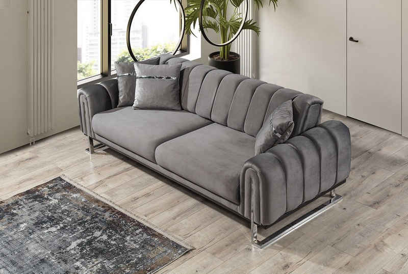 Villa Möbel 3-Sitzer »Wave Sofa mit umklappbarer Rückenlehne«, 1 Stk. 2-Sitzer, Quality Made in Turkey, Pflegeleichter Mikrofaserstoff