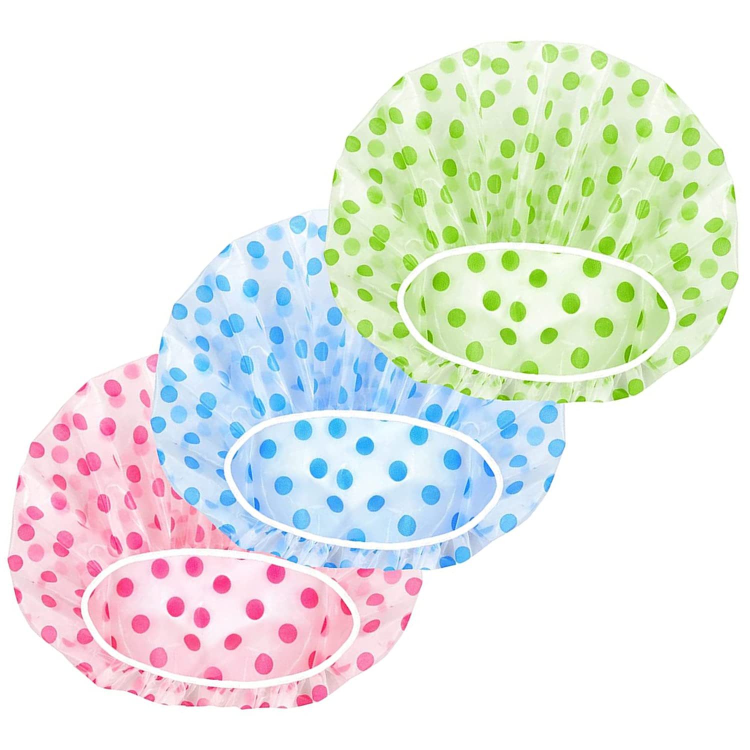 FOUORTUNATE-BEE Duschhaube Duschhaube Damen Wasserdichte Badehaube Wiederverwendbar Elastisch (3 St), Für Duschen Haarpflege Spa Schminken Reisen und Alltagseinsatz