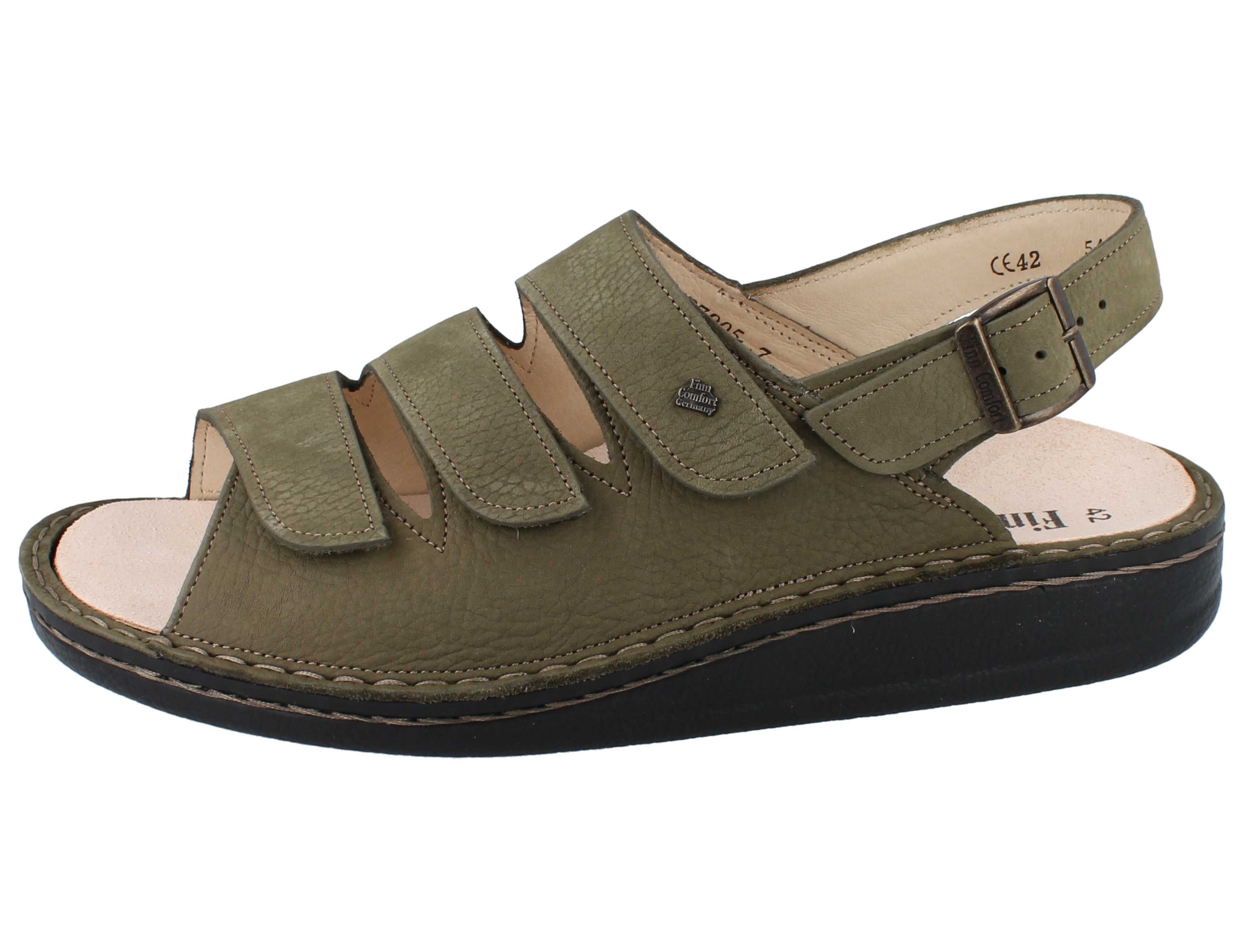 Finn Comfort FINN COMFORT Sylt Damen Herren Sandale farngrün Nubukleder - Größe: Sandale Wechselfußbett