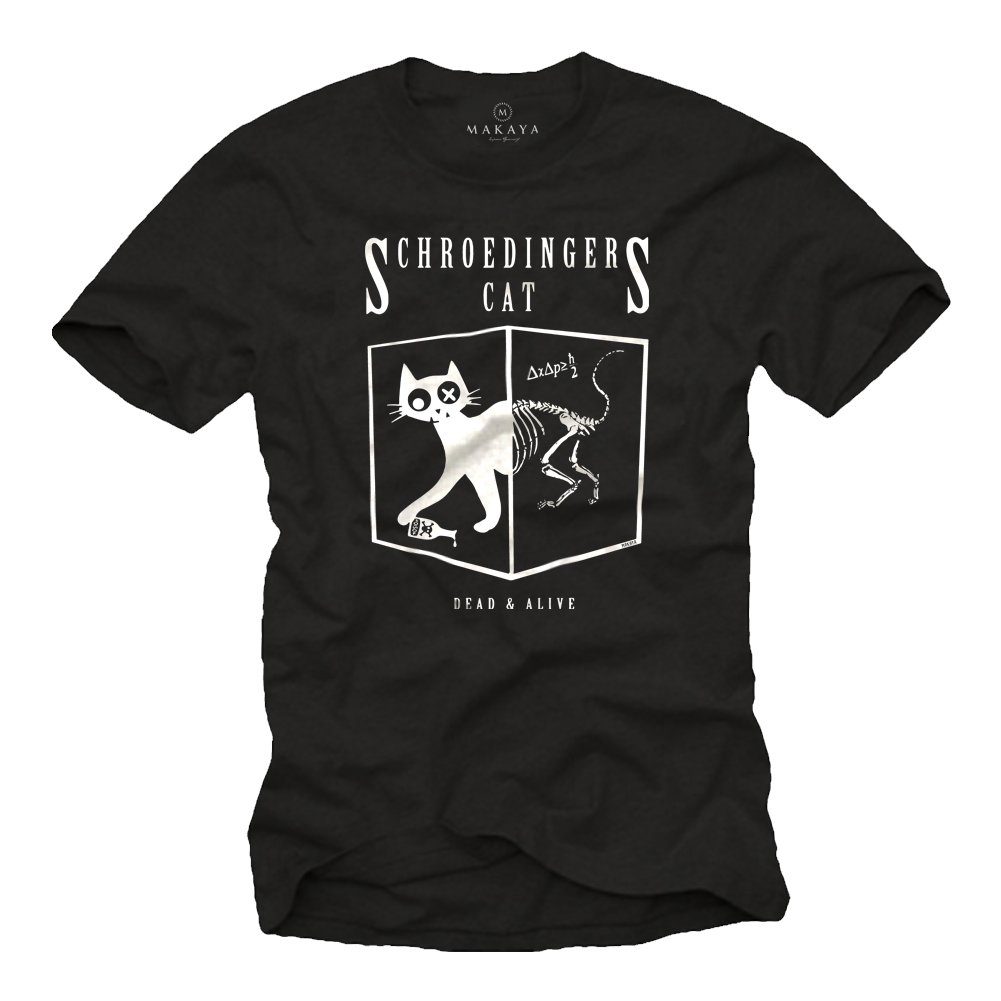 Print-Shirt Herren Männer Schrödingers Katze Quantenphysik Physik Geschenke Lehrer