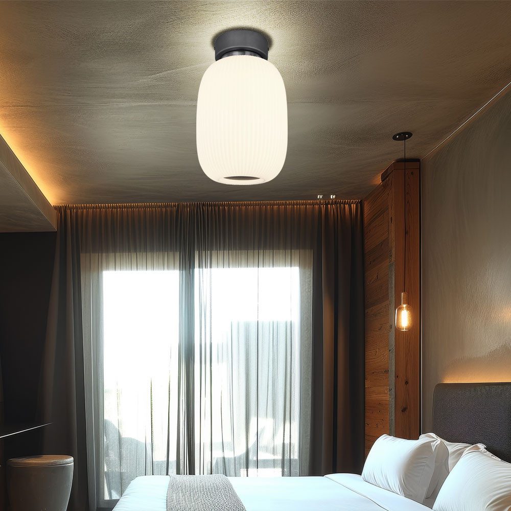 GLOBO LIGHTING LED Deckenleuchte, LED-Leuchtmittel fest verbaut, Warmweiß, LED Deckenlampe Wohnzimmerleuchte Metall Glas graphit 3000K H 32,5 cm