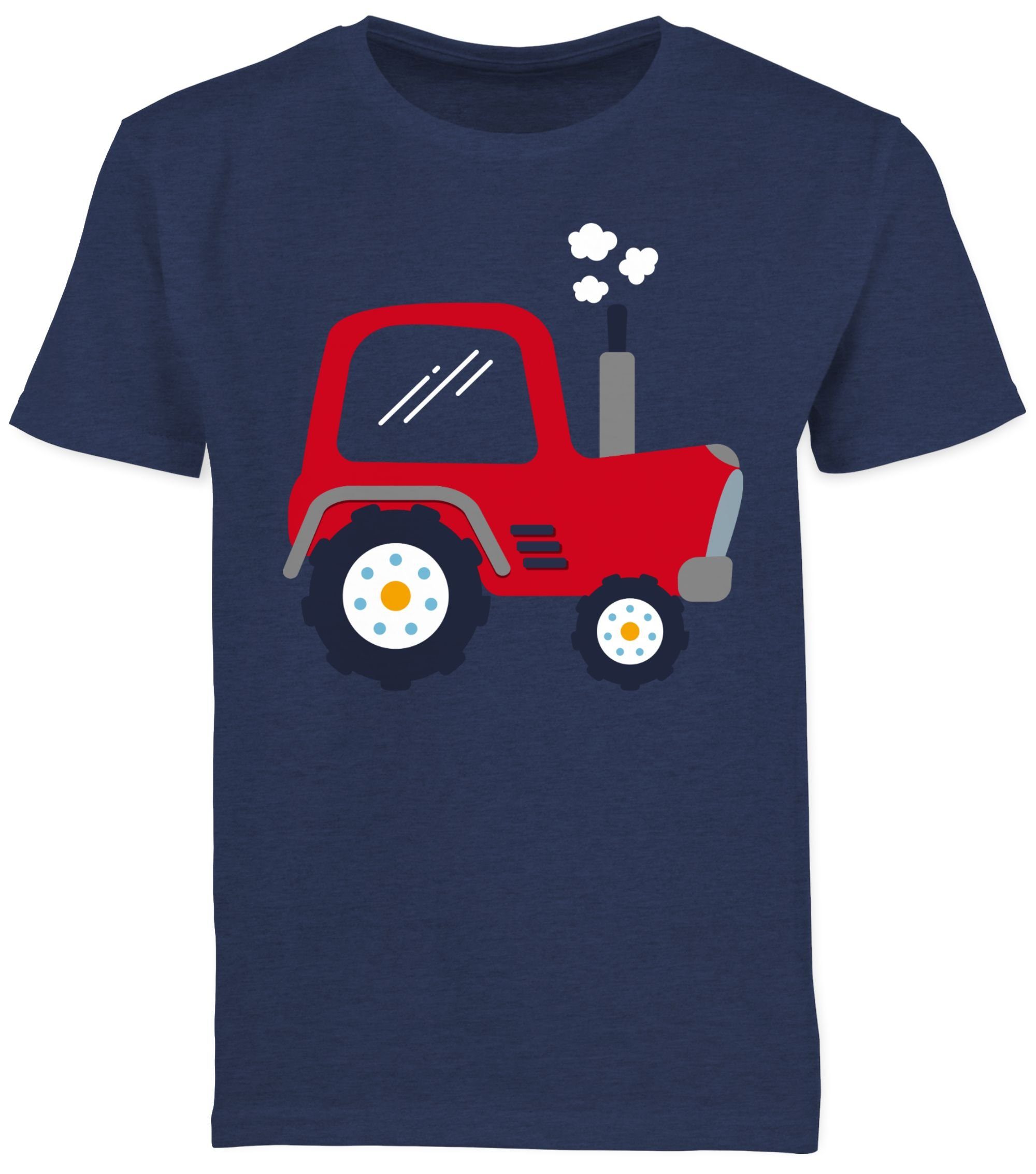 Traktor Traktor Dunkelblau Kinder 2 T-Shirt Meliert Shirtracer