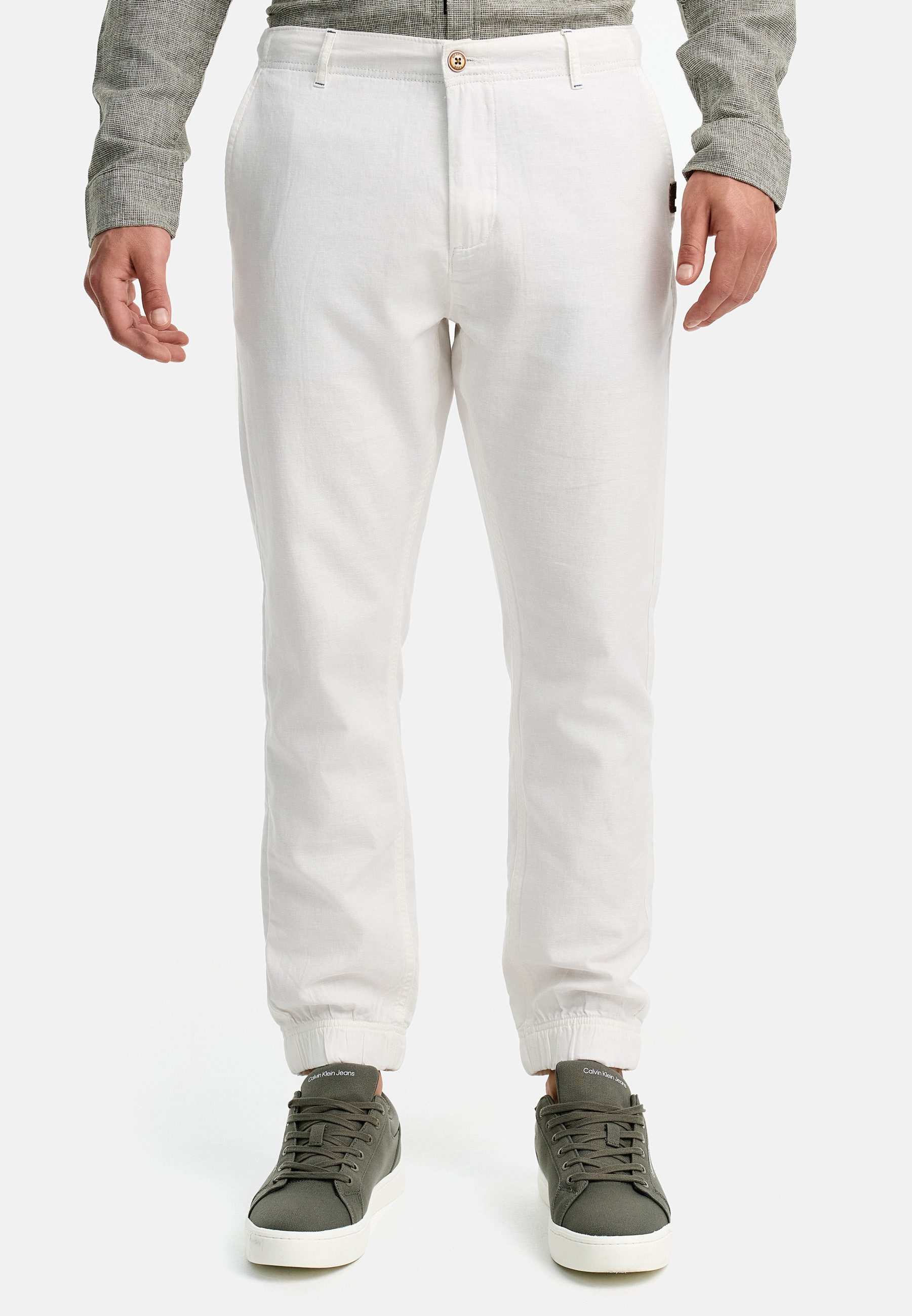 Indicode Leinenhose Blnda samt dekorativem Gürtel günstig online kaufen