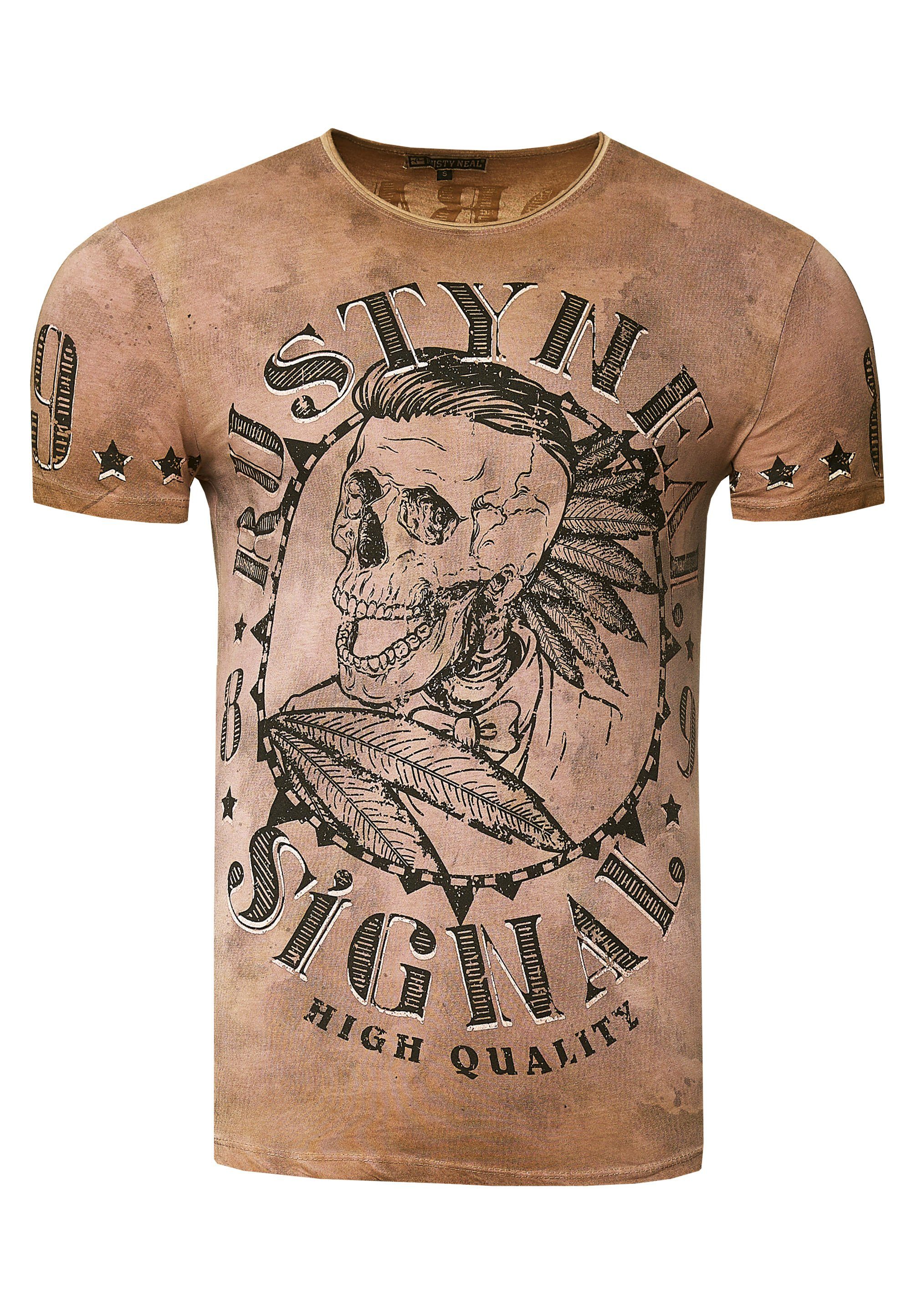 Rusty Neal T-Shirt mit stylischem Totenkopf-Print