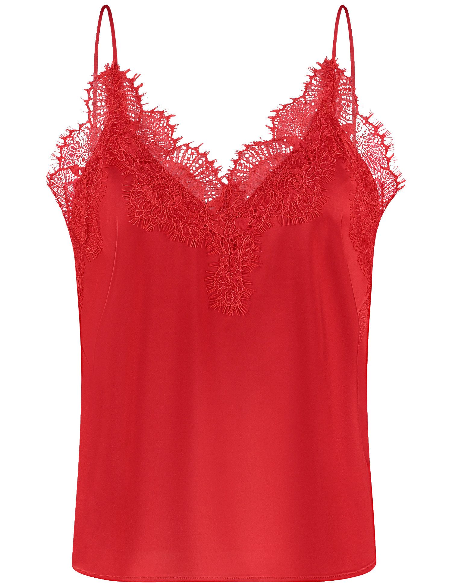 Taifun Kurzarmbluse – Elegantes Spaghettiträger-Top mit Spitzendetail Spaghettiträger