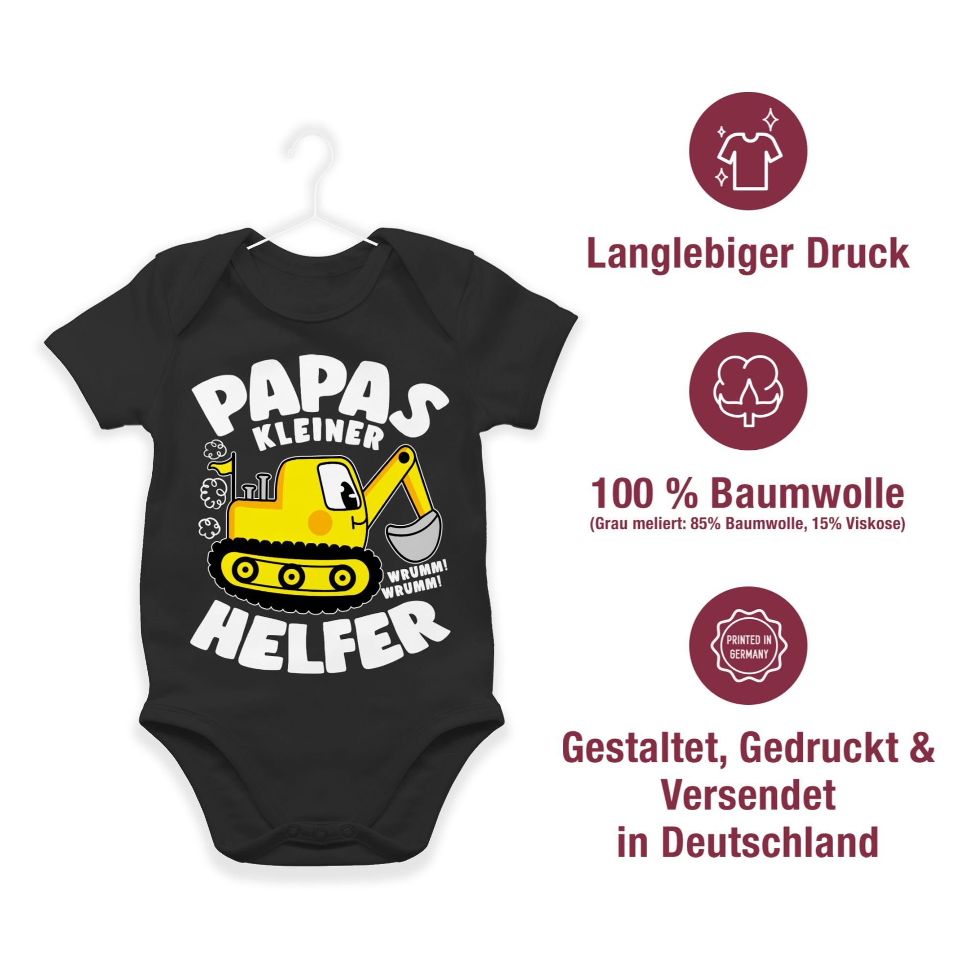 Shirtracer Shirtbody Papas Baby Vatertag Helfer kleiner 1 Bagger Schwarz Geschenk I