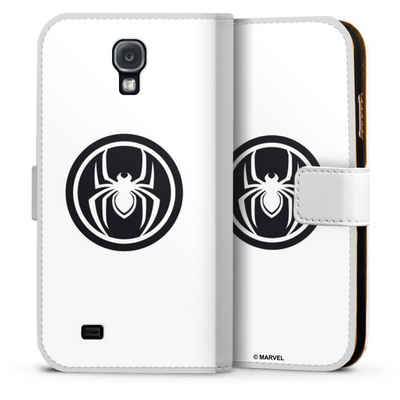 DeinDesign Handyhülle »Spiderman Spider Logo White«, Samsung Galaxy S4 Hülle Handy Flip Case Wallet Cover Handytasche Leder