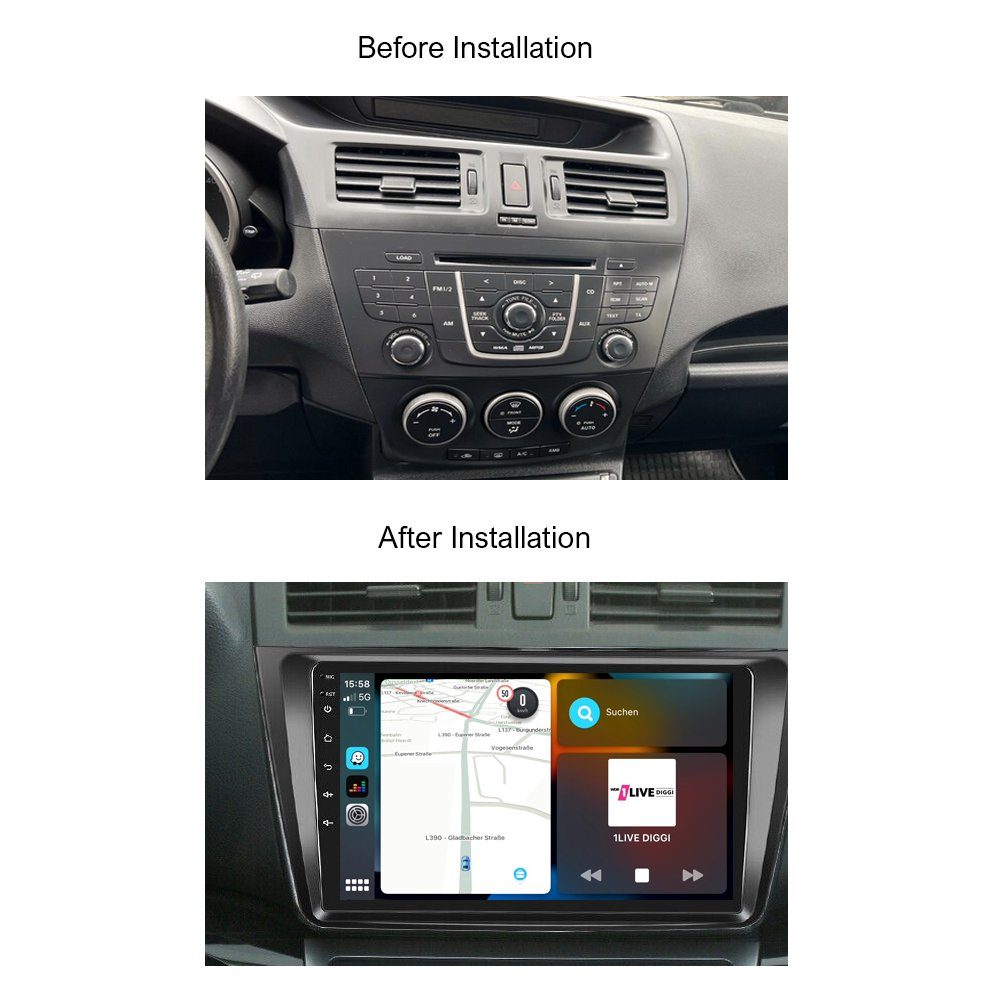 TAFFIO Für Mazda 5 CW 9" Touch Android Autoradio Navigation GPS CarPlay Einbau-Navigationsgerät