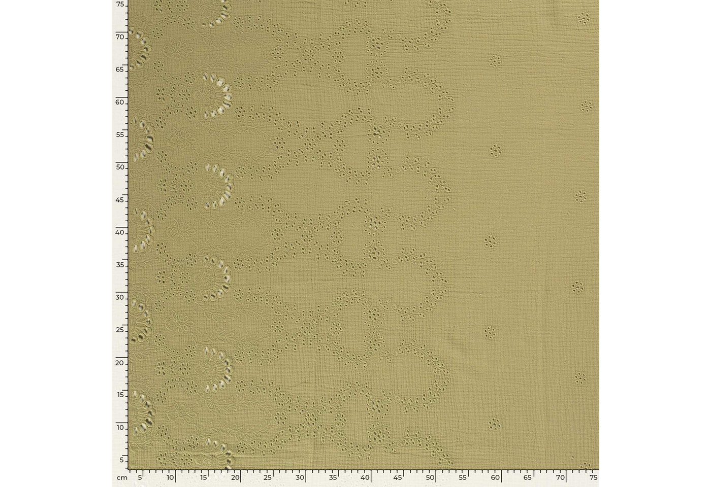 Thumbnail - maDDma Stoff Musselin-Stoff florale Muster ab 50x130cm uni Mulltuch, 026 - khaki