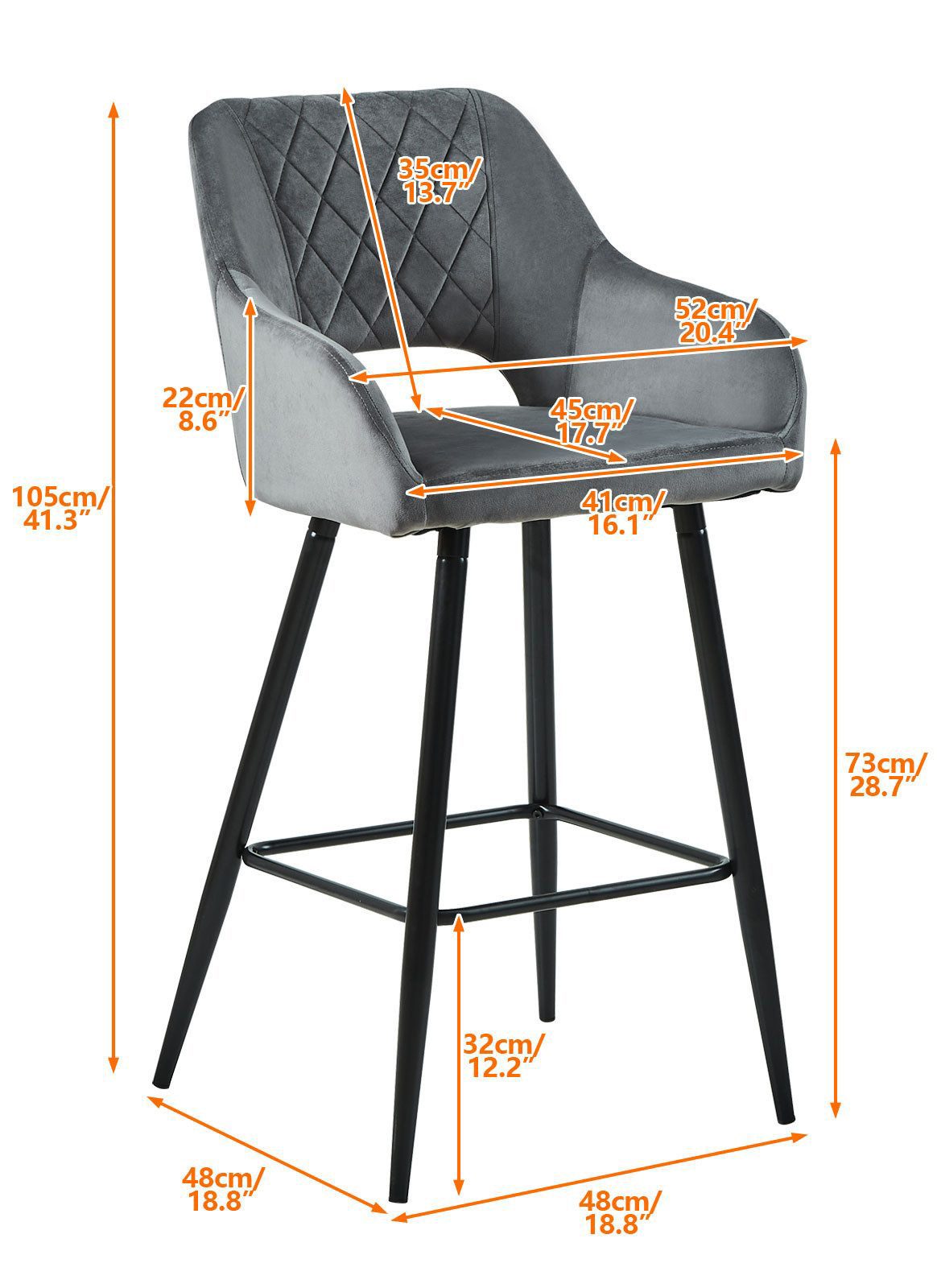 Ofcasa Barhocker Barstuhl aus Samtstoff (2er günstig online kaufen
