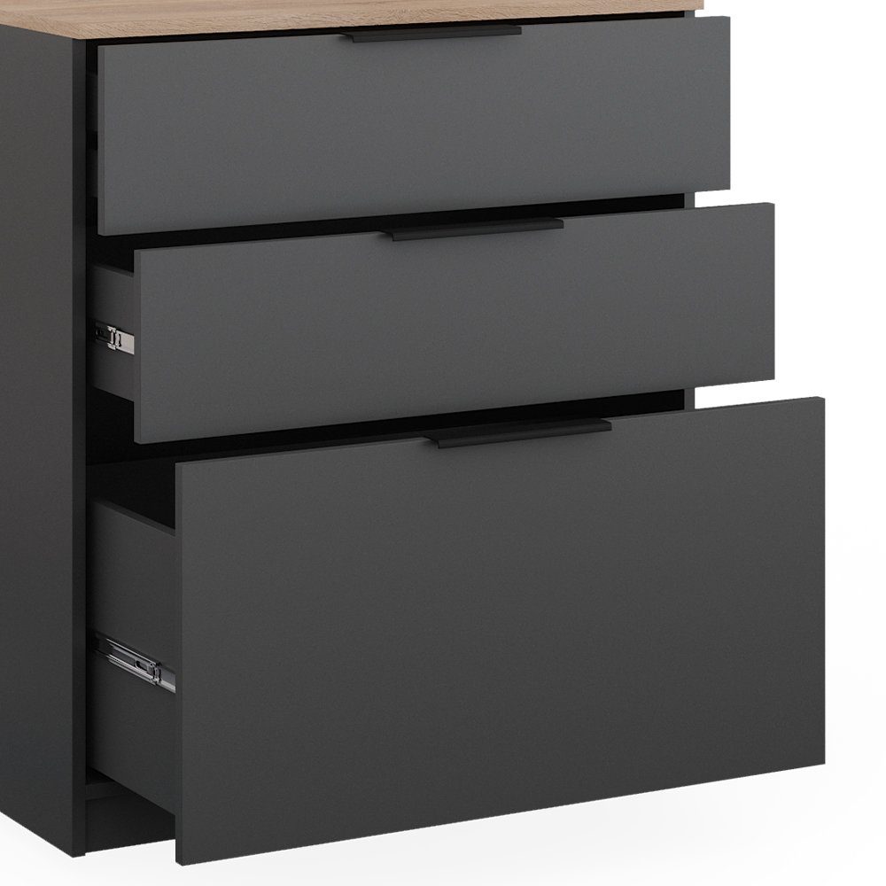 Vicco Kommode Wido 80x50cm - Anthrazit/Sonoma Sideboard Mit Klappe