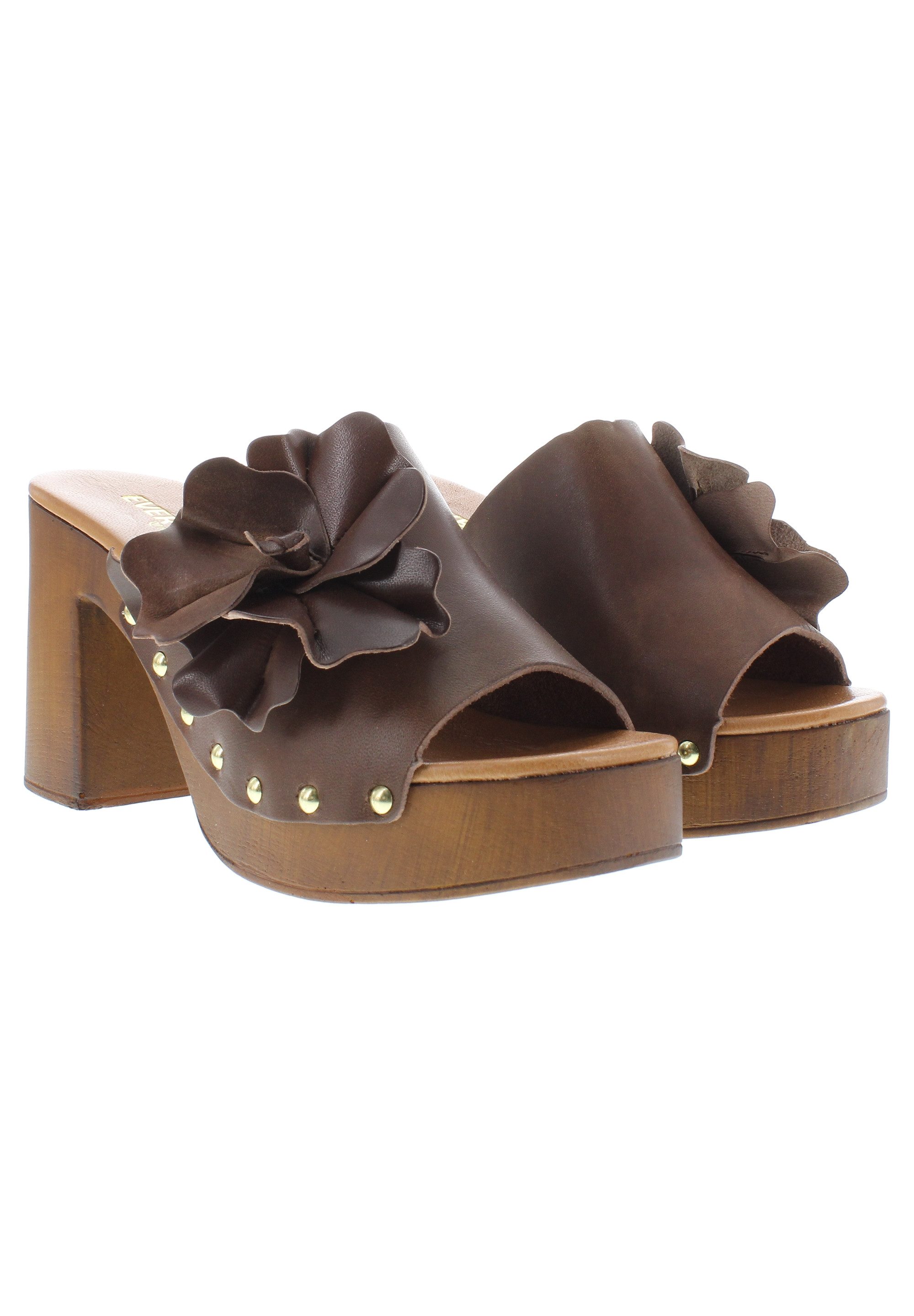 Everybody MARCELLA - Retro Plateau-Pantolette mit Lederblume Pantolette