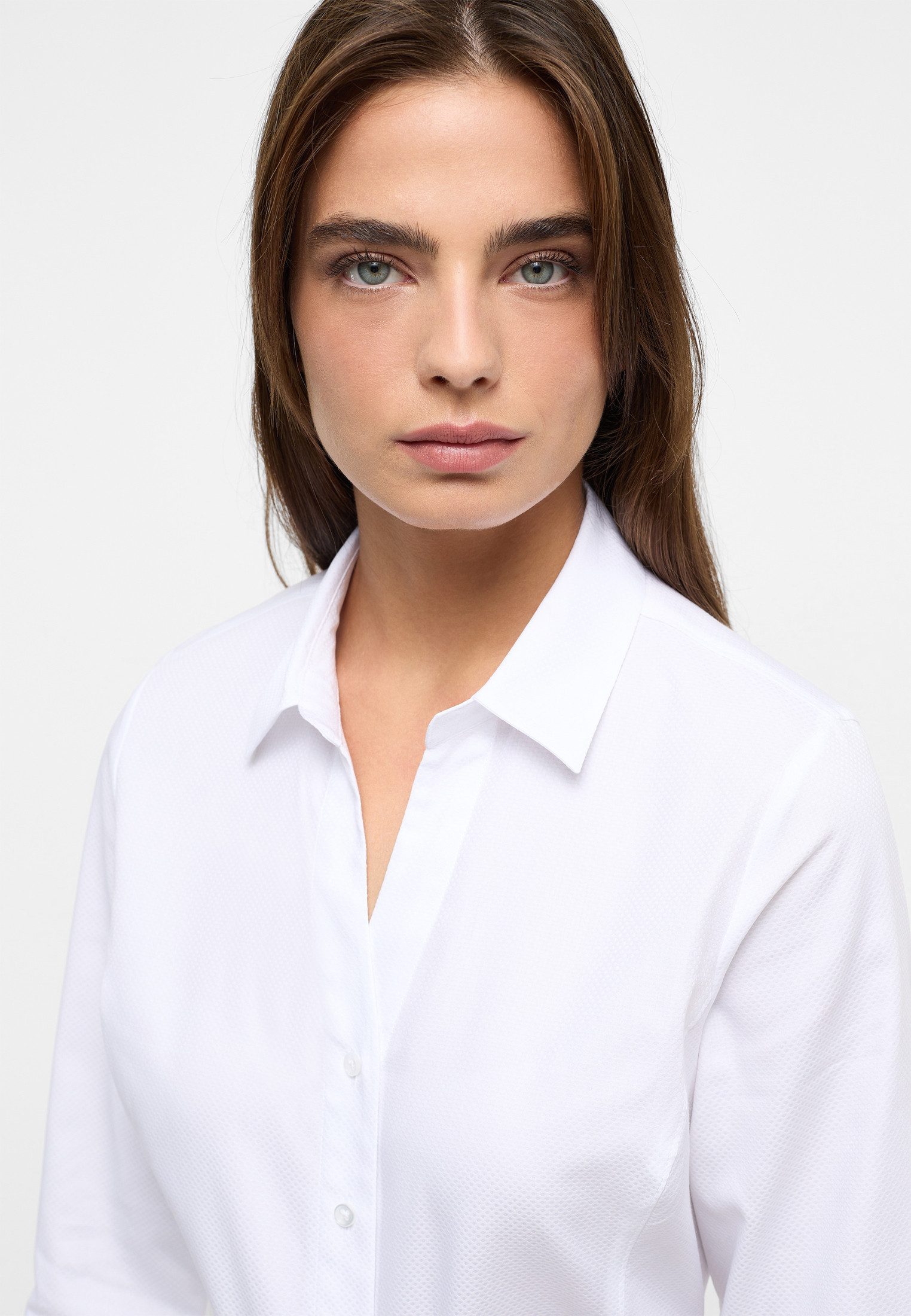 Eterna Blusentop ETERNA CLASSIC FIT 3/4 Arm Bluse weiss strukturiert 7001-00-R786 – Bild 4 von 5