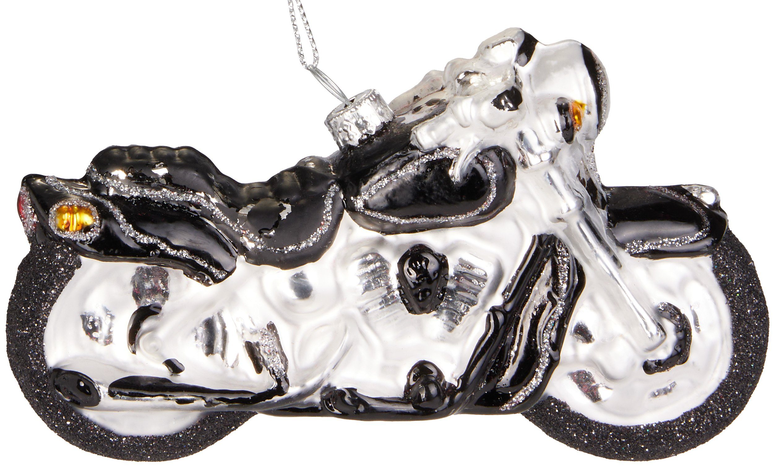 BRUBAKER Christbaumschmuck Motorrad - Handbemalte Weihnachtskugel aus Glas (1-tlg), Christbaumschmuck Figuren Biker Anhänger - Baumkugel - 12,8 cm