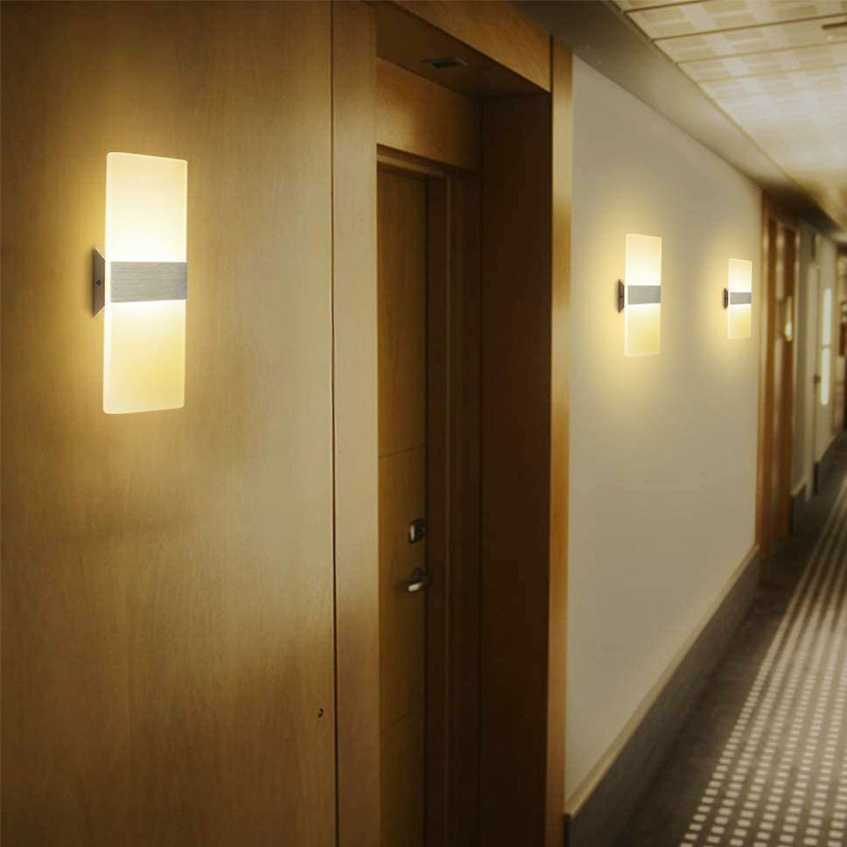 LED LED Innen integriert, LED Wandleuchte LETGOSPT Fernbedienug, Wandlampe Stück Schlafzimmer fest für 2 Wandleuchten Modern aus Acryl / Mit Flur / Kaltweiß/Naturweiß/Warmweiß, Wohnzimmer / 12W Treppenhaus Wandleuchte
