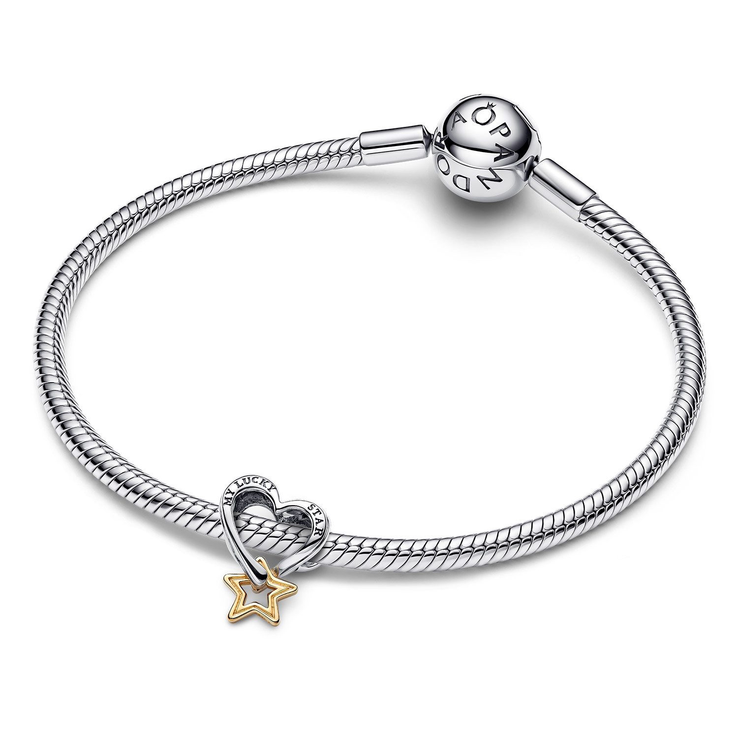 Pandora Charm Herz 763513C00, Glücksstern und Zweifarbig