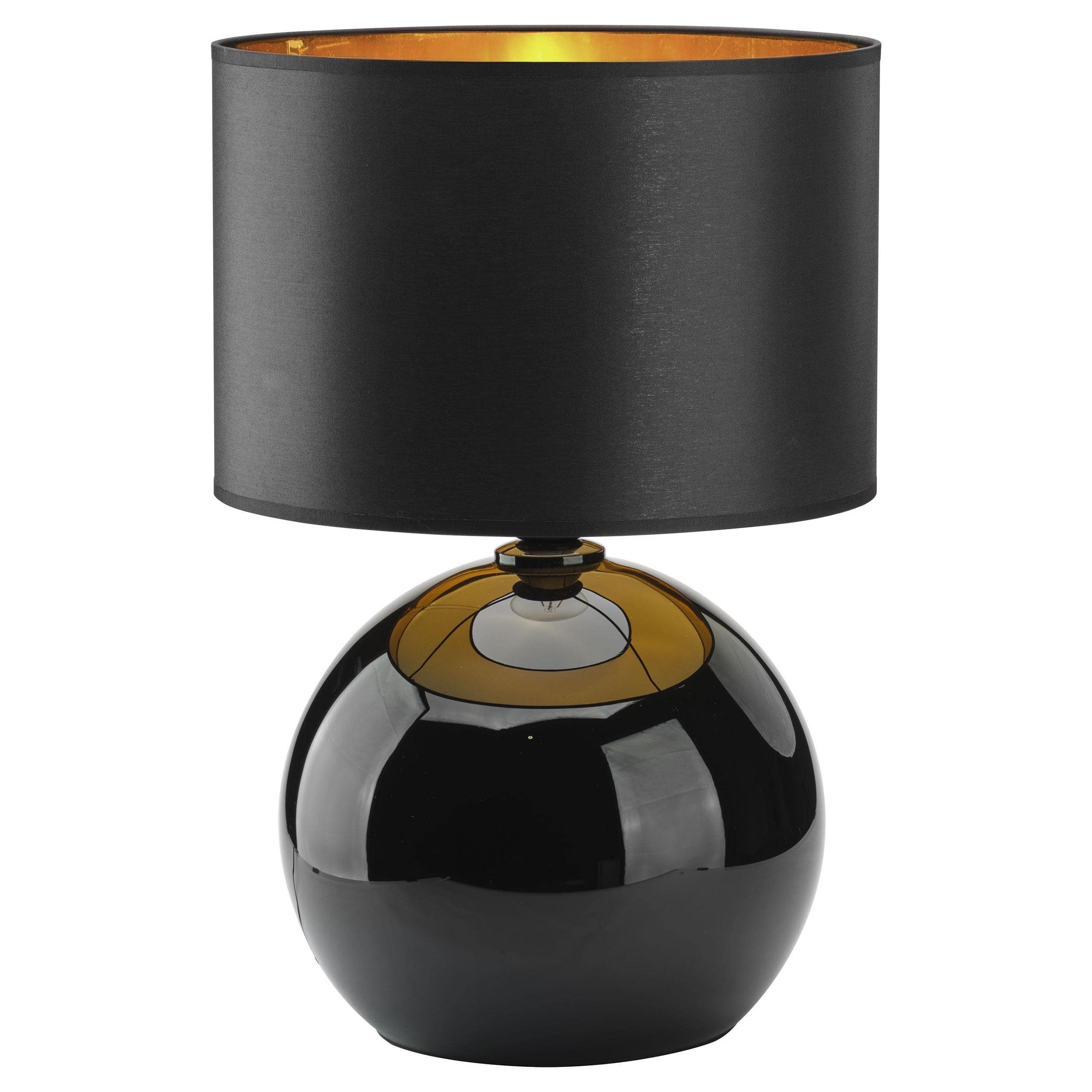 Signature Home Collection bauchig gold innen weiß schwarz Tischlampe, Lampenschirm Tischleuchte, Stoff, Lampenschirm Glaslampe Leuchtmittel, mit Nachttischlampe ohne warmweiß