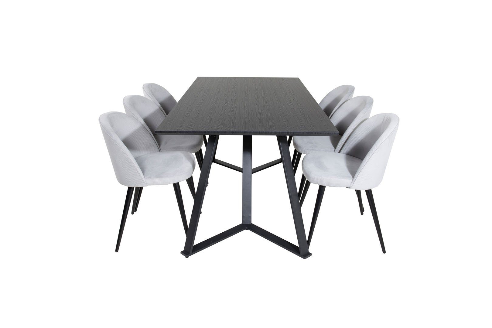 Essgruppe MarinaBLBL Essgruppe Esstisch schwarz und 6 Velvet