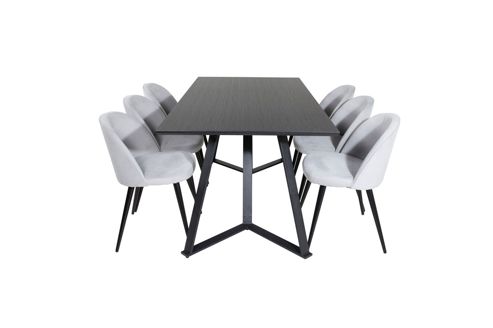 ebuy24 Essgruppe MarinaBLBL Essgruppe Esstisch 6 Velvet, Grau schwarz und (7-tlg)