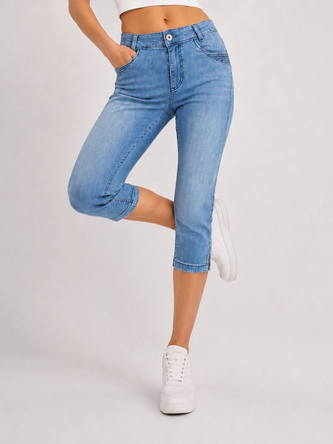 SUBLEVEL Caprijeans Damen Hose 3/4 Jeans Flex Dehnbar Frühling Sommer Dehnbar Stretch Baumwolle