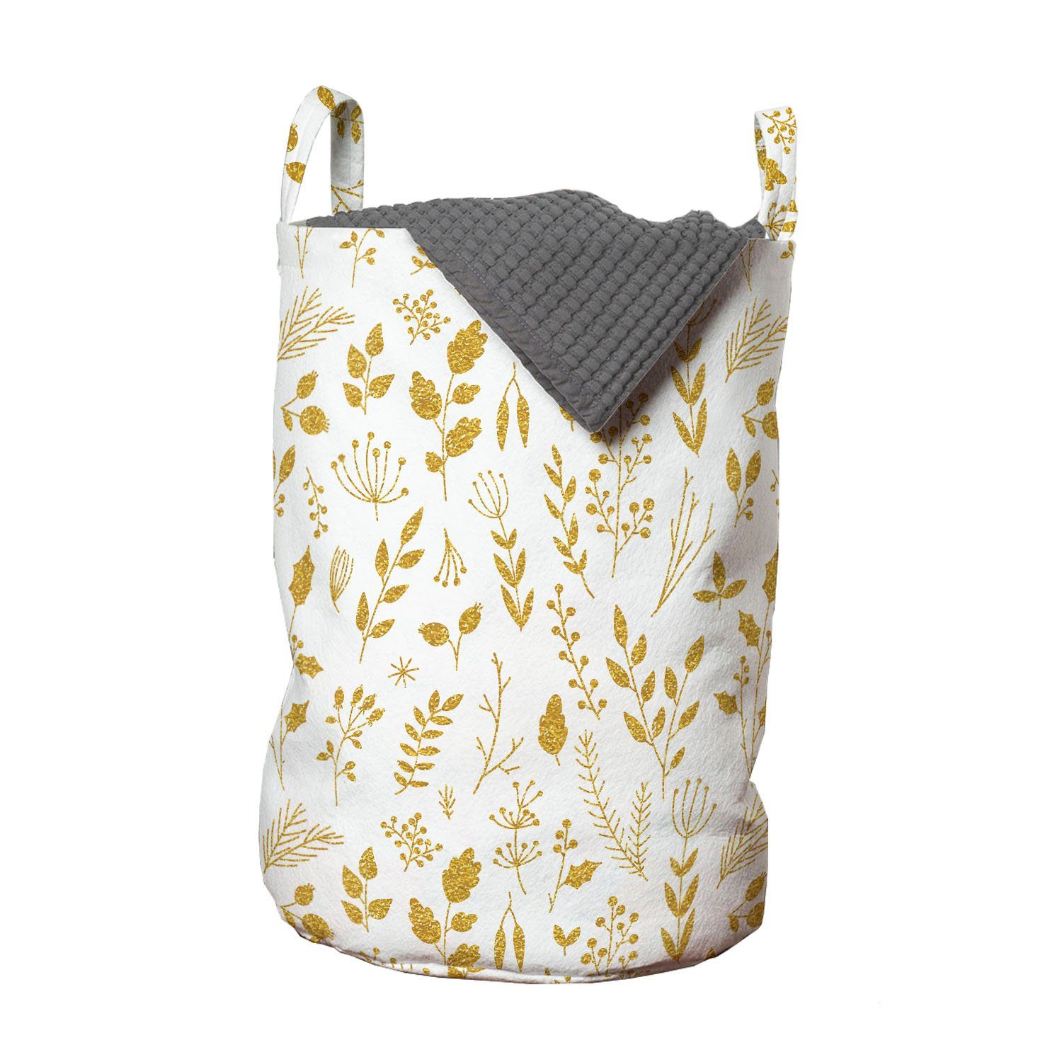 Abakuhaus Wäschesäckchen Wäschekorb mit Griffen Kordelzugverschluss für Waschsalons, Blumen Spring Season Monochrome