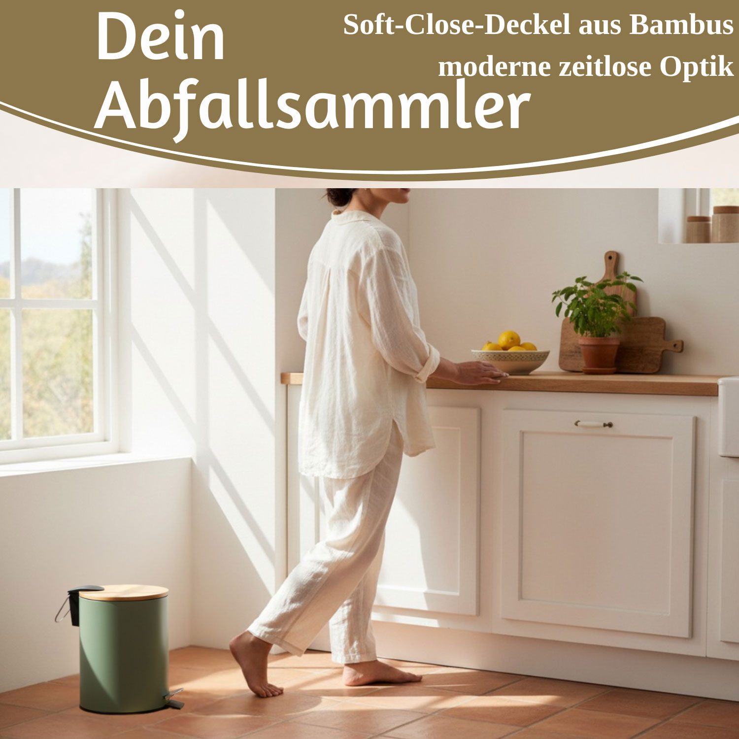 LS-LebenStil Kosmetikeimer Tretmülleimer Papierkorb 3L Soft Close Rund Fußpedal Mülleimer, Kosmetik-Mülleimer Treteimer Bad Badezimmer Küche Mülleimer