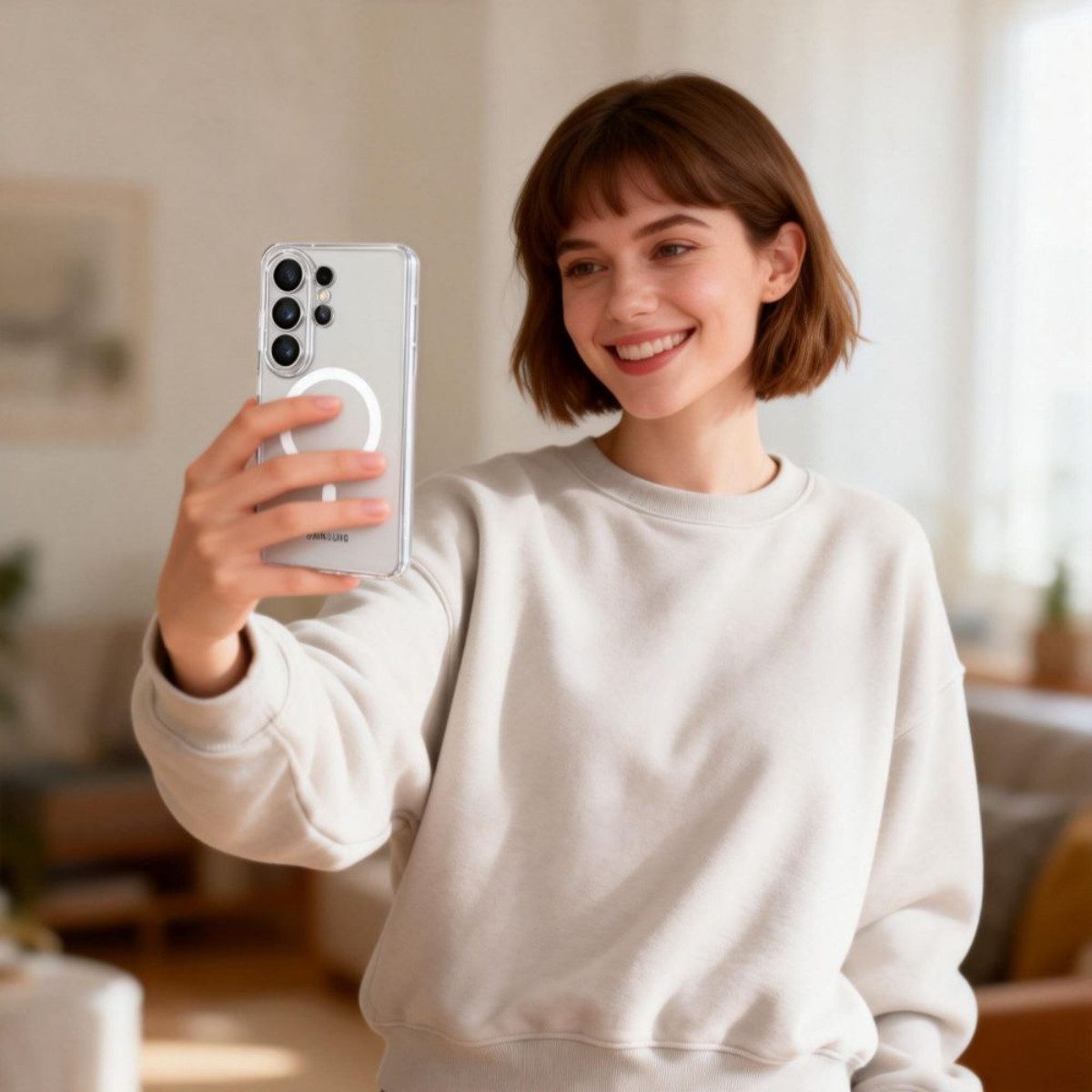 TECH PROTECT Handyhülle FlexAir für Samsung Galaxy S26 Ultra Transparent Magnetisch Case 6,9 Zoll, Zweilagige Bauweise reduziert das Risiko von Sturzschäden – Bild 3 von 5