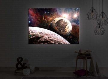 lightbox-multicolor LED-Bild Alien Planeten im Weltall front lighted / 60x40cm, Leuchtbild mit Fernbedienung